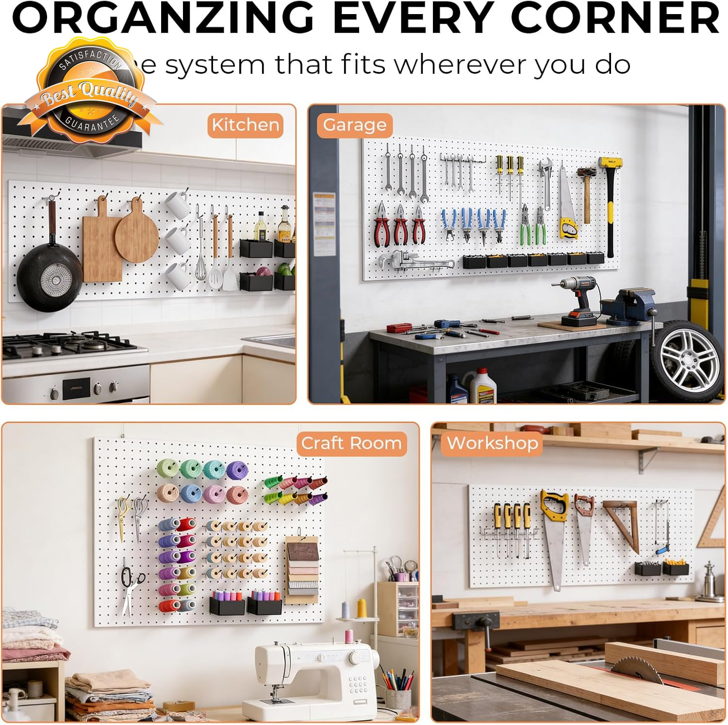 Pegboard Hook Accessories Kit Bins Garage Wall Storage 1/8 1/4in 120Pc
