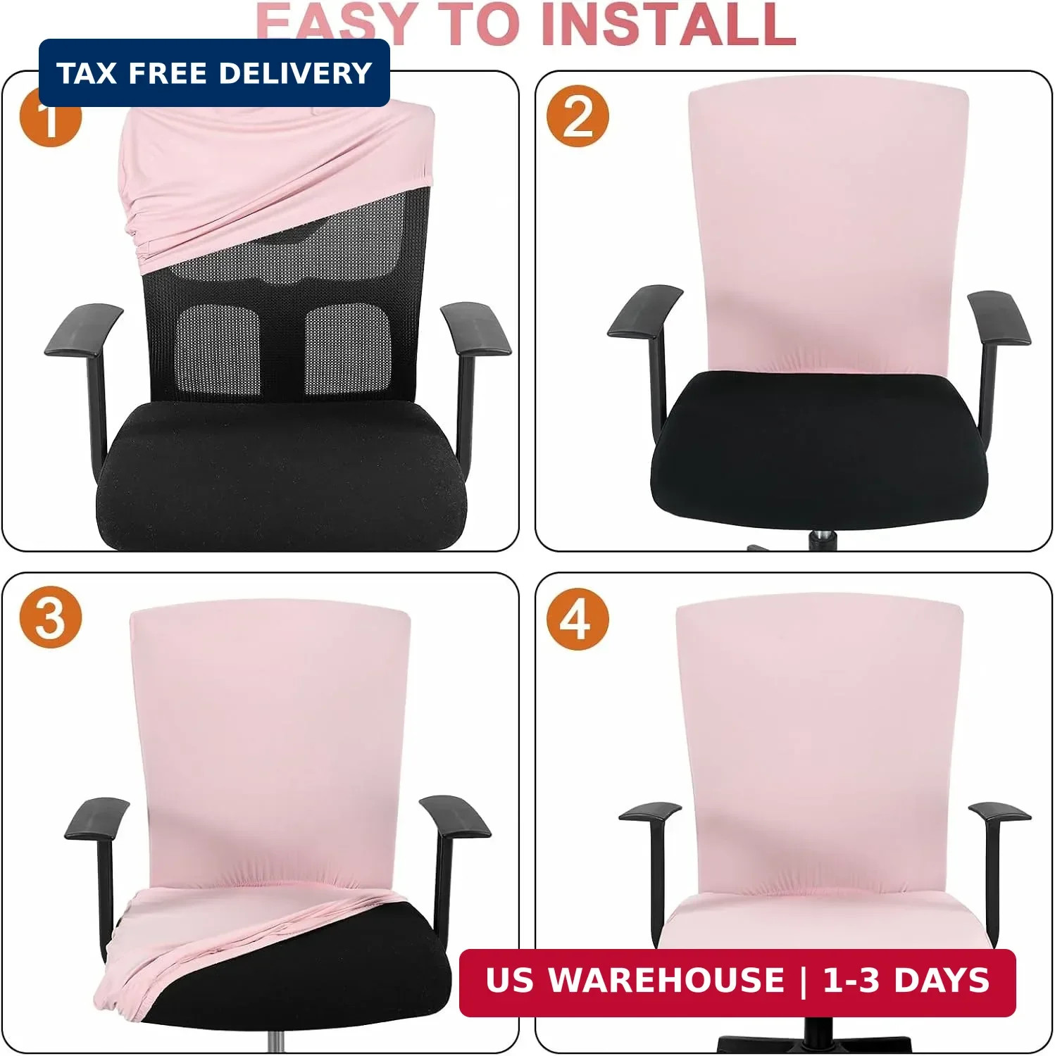 4 Pcs Office Chair Covers Set Computer Universal Protective Stretchable C