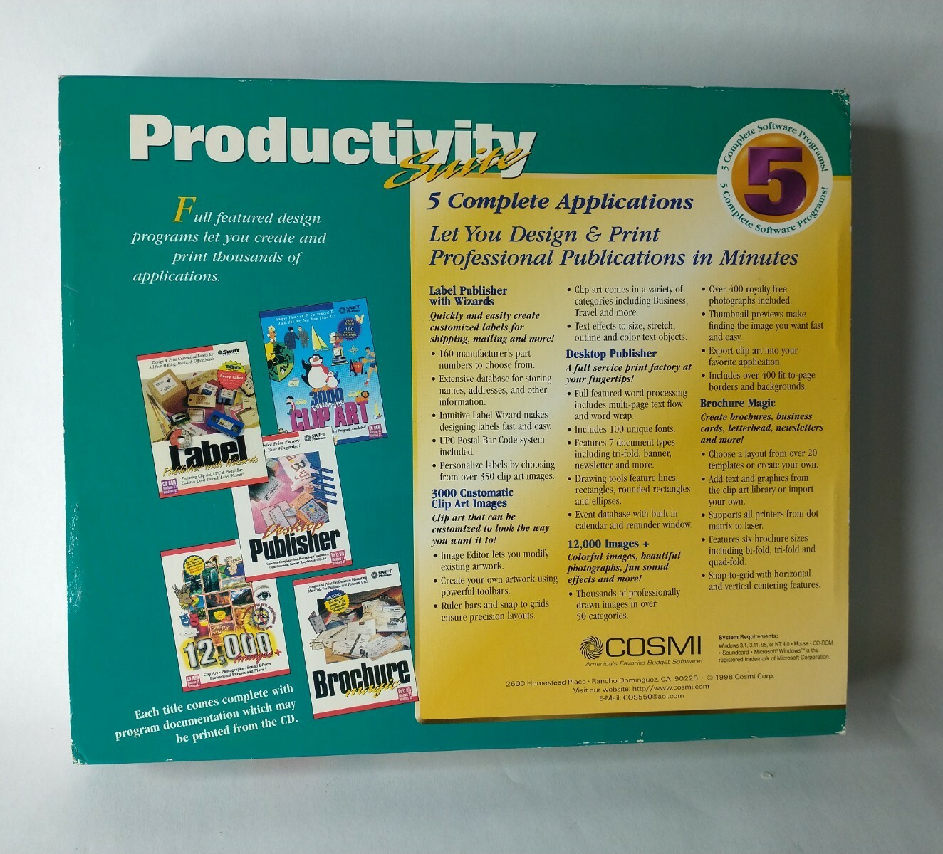 Swift Computer Software Productivity Suite 5 Complete Titles CD ROM New Vintage
