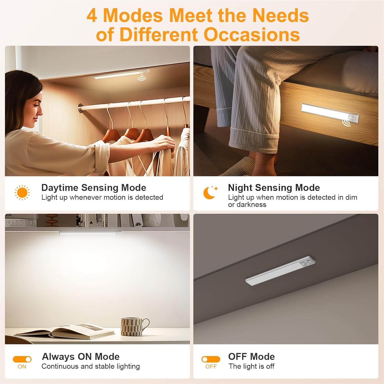 10" Rechargeable Motion Sensor under Cabinet Lights, 2 Pack, Wireless Indoor Lig