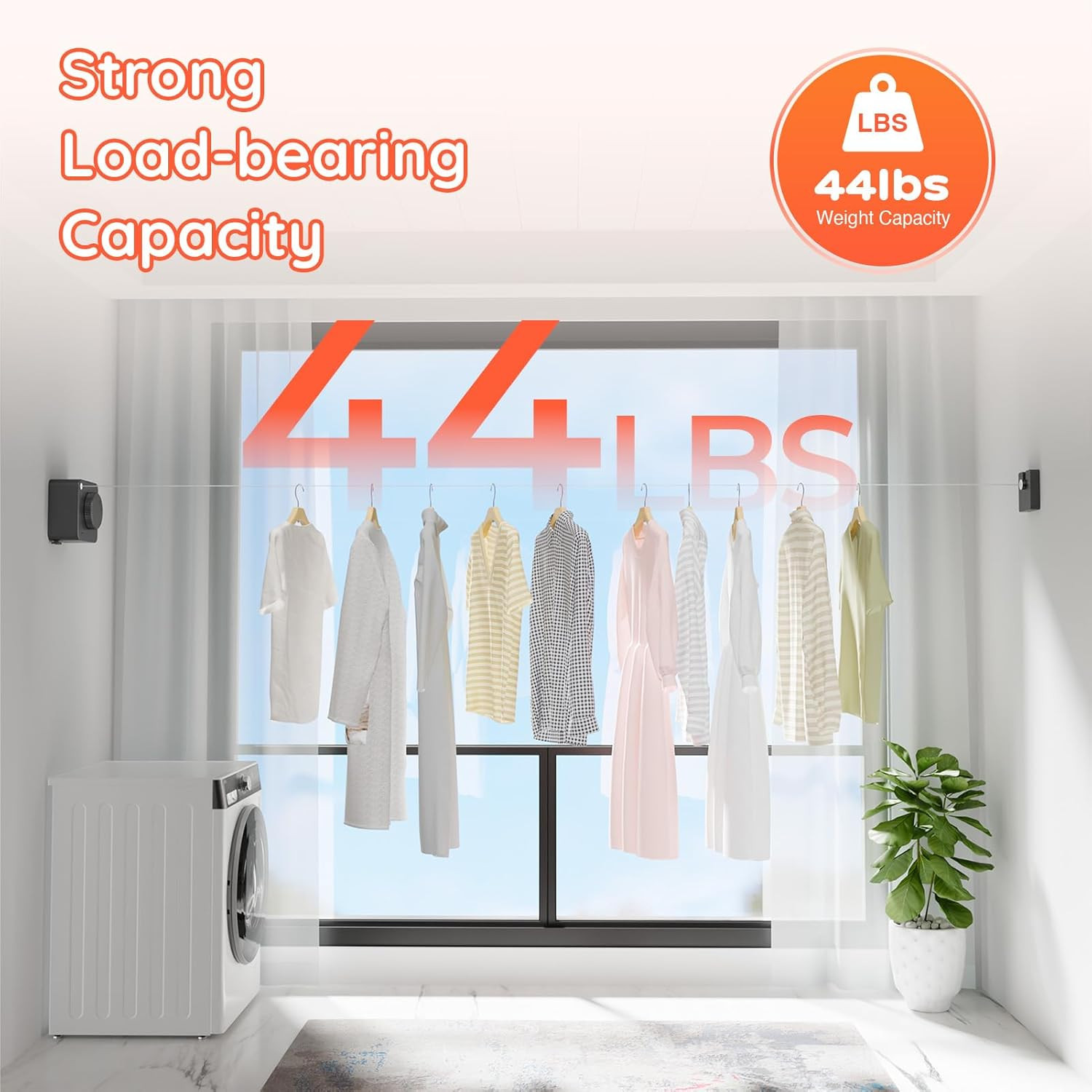 Retractable Clothesline Indoor, Non-Sagging Outdoors Clothesline Retracting, Hea