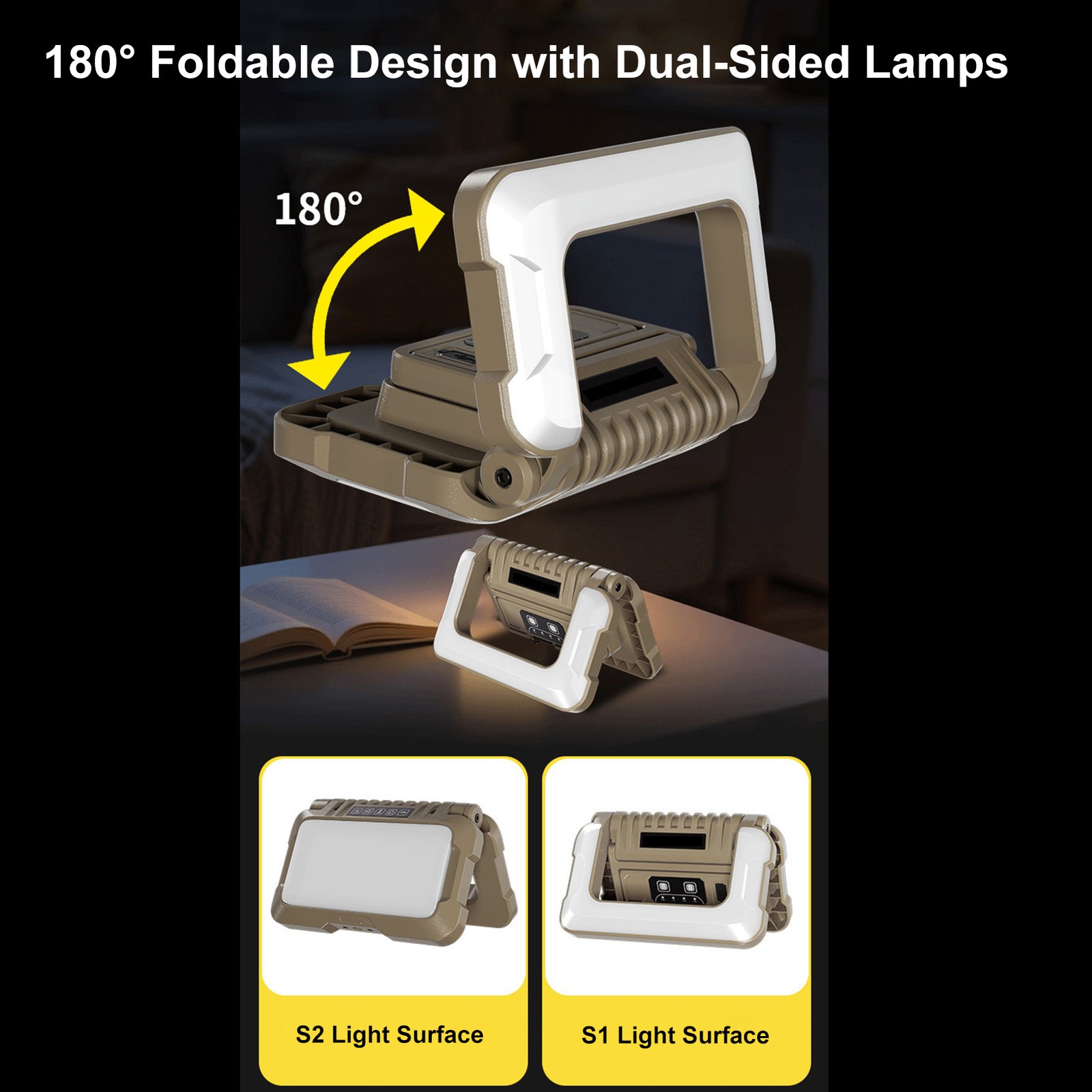 4800mAh LED Work Light Foldable Work Light Lamp Rechargeable Camping Emergency