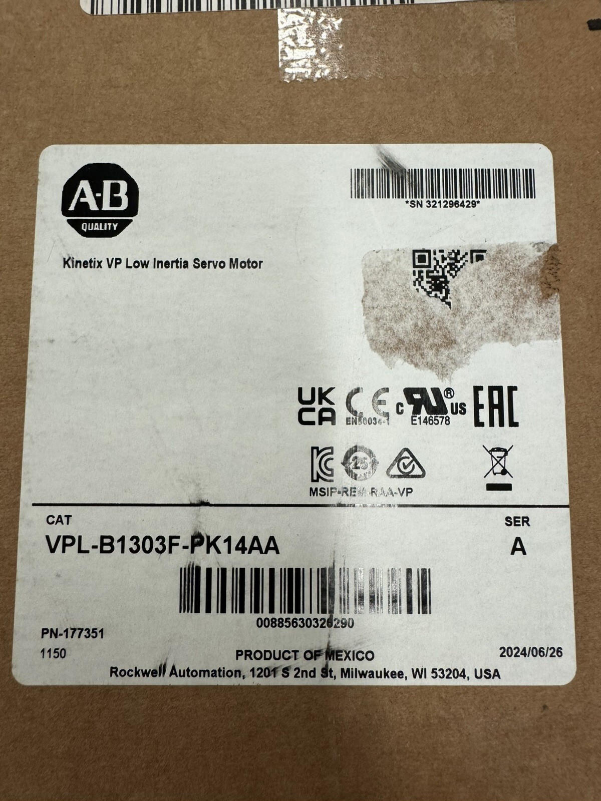New AB VPL-B1303F-PK14AA New in Box New Factory Sealed Free Shipping
