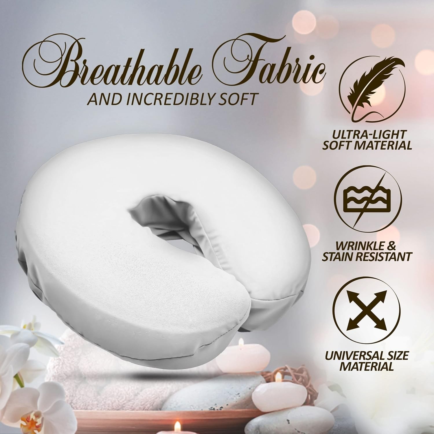 4-Piece White Soft Microfiber Face Cradle Covers for Enhanced Massage Comfort