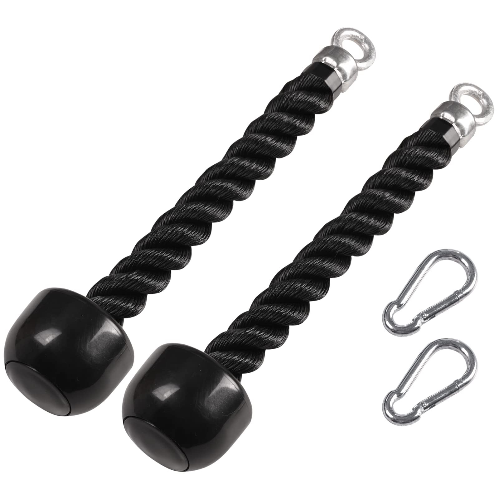 Pull Down Tricep Rope Kit, Non Slip Cable Attachment for Gym Face Pulls, 2 Hook
