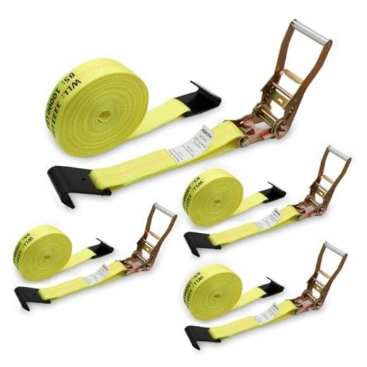 Ratchet Straps Heavy Duty 4 Pack 2" x 30', Ratchet Tie Down Flat Hook-4 PCS