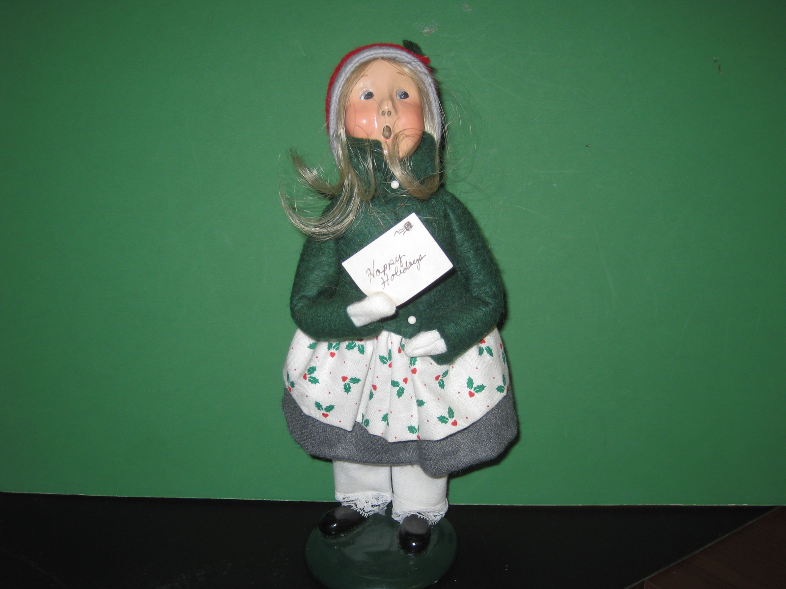 Byers Choice 1992 Cute Blond Girl with Holiday Card