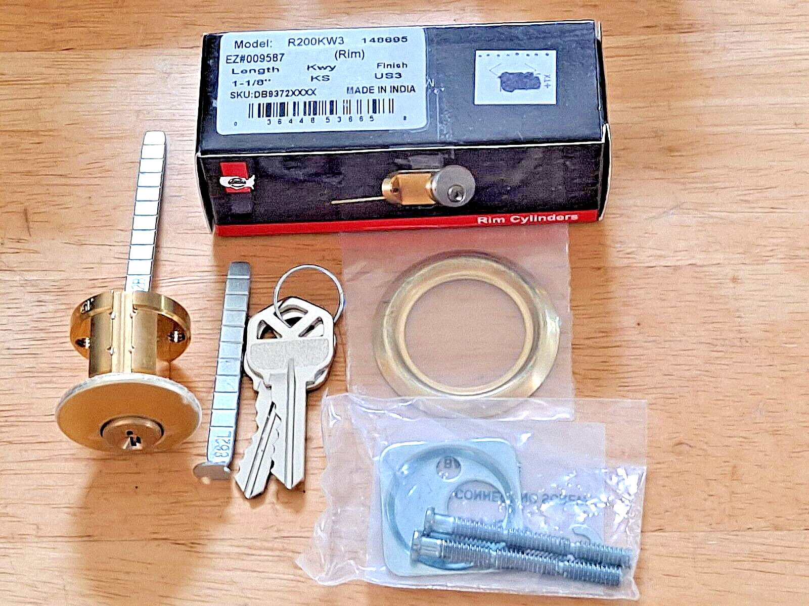LSDA Rim Cylinder R200KW3  1-1/8" Finish US3 KWY KS Kwikset FREE SHIPPING