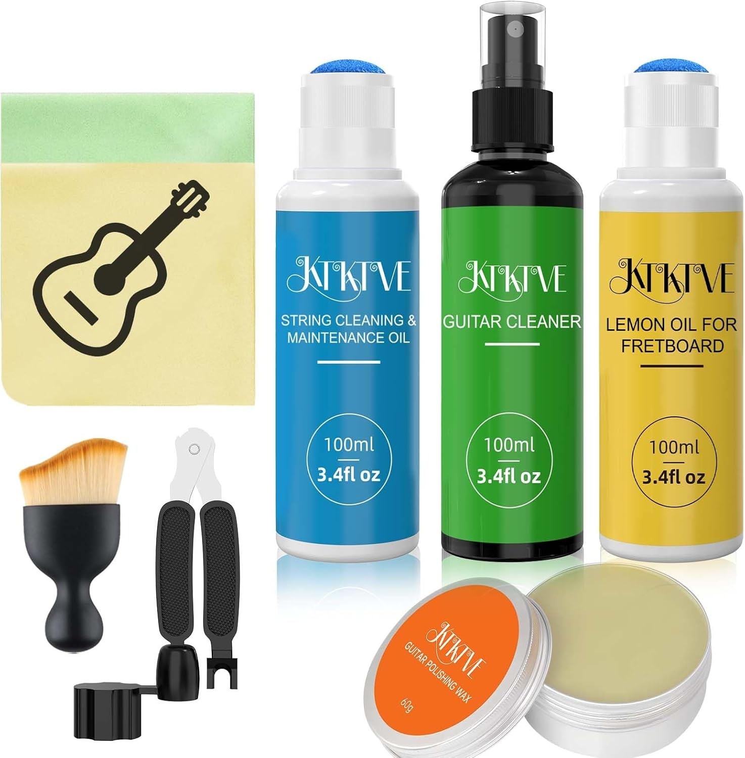 8-Pack Guitar Cleaning Kit, Fretboard Oil, Polish, Winder, Free Ship