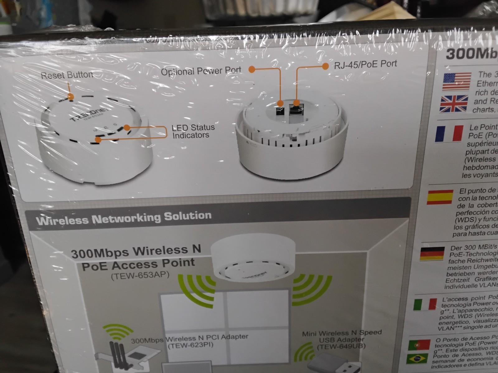 Trendnet 300Mbps Wireless N Poe Access Point New TEW-653AP