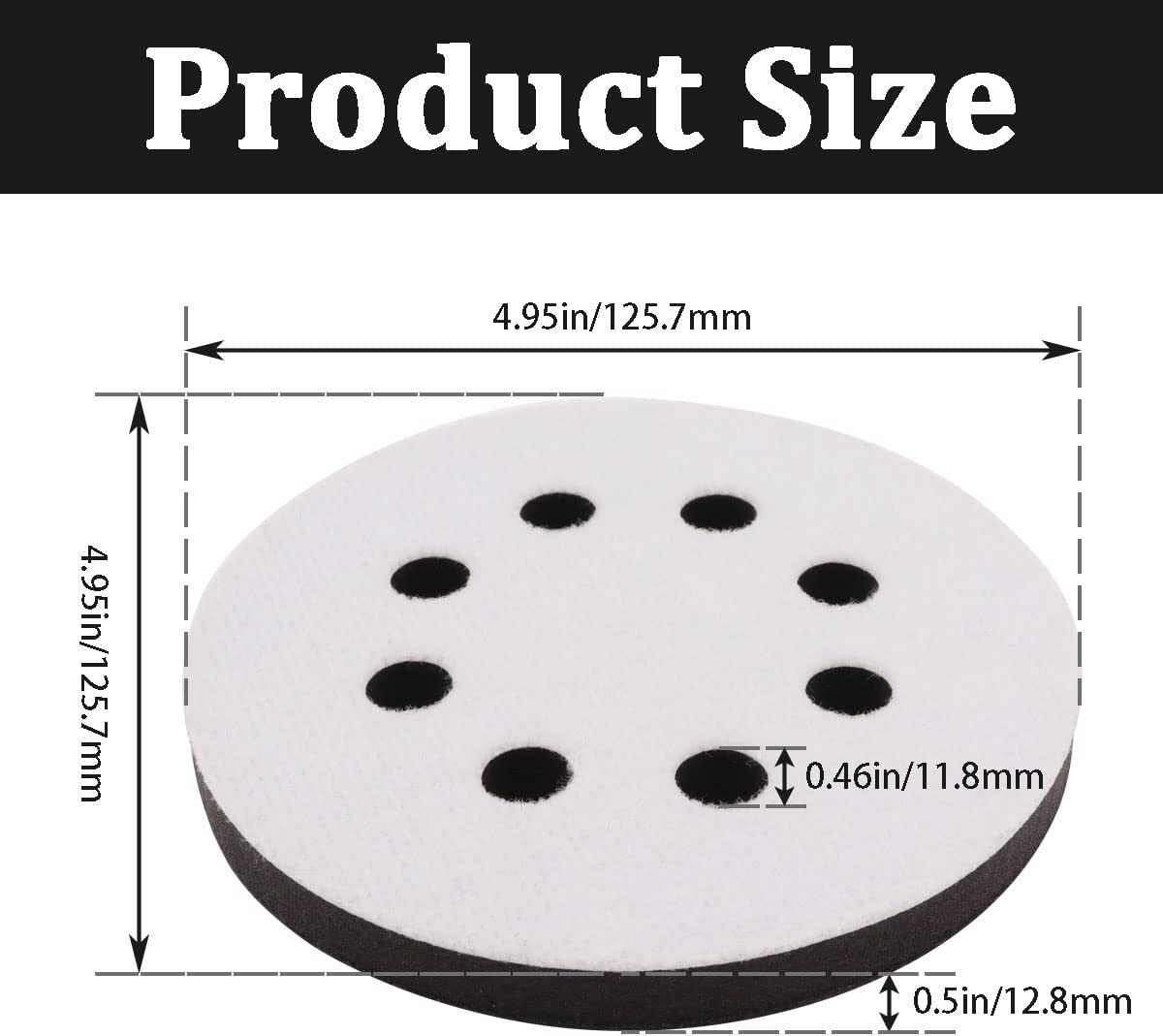 2Pcs 5 Inch 8Hole Soft Interface Pad Hook Loop Sponge Cushion Buffer Backing Pad