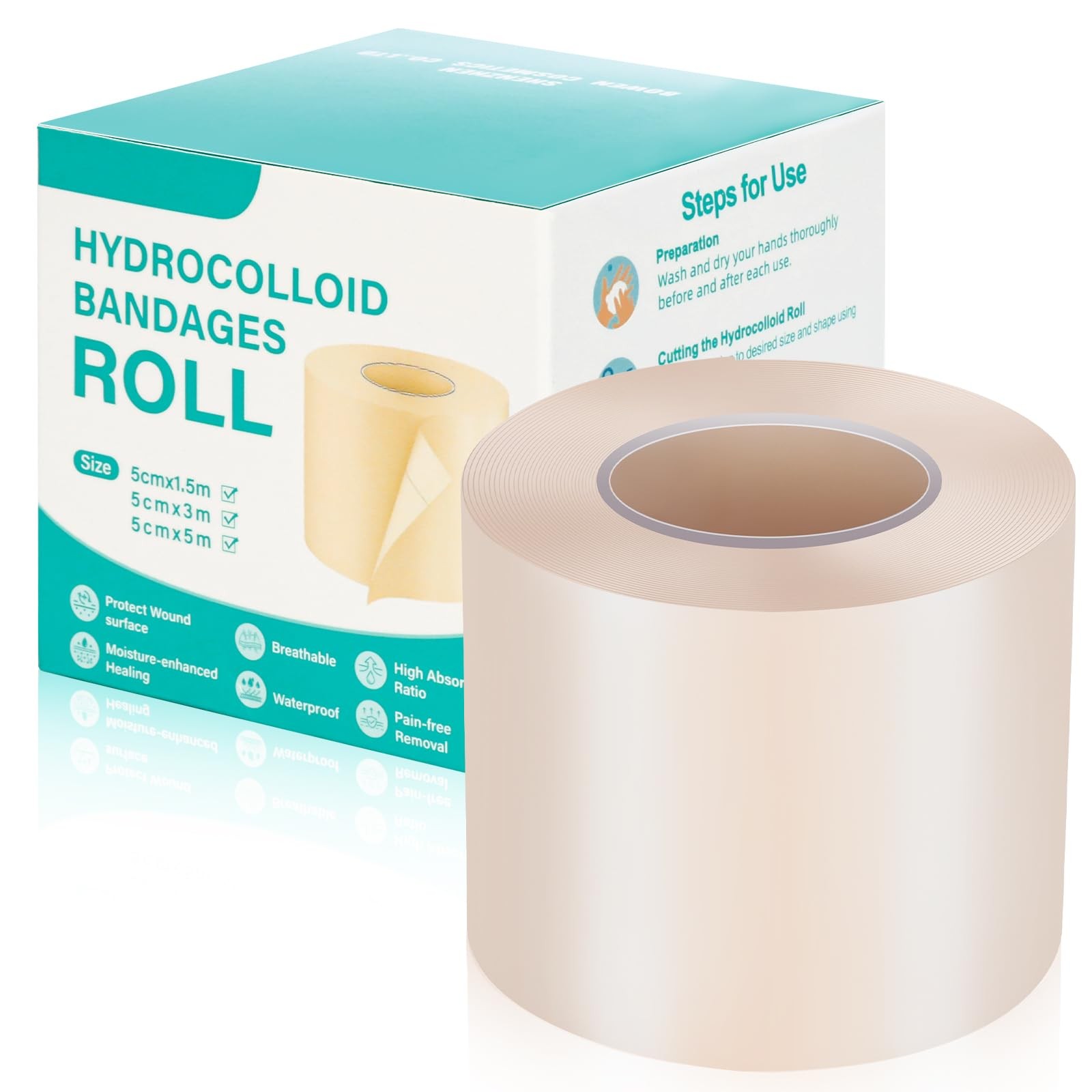 Hydrocolloid Roll for Wound Care, Upadated Medical-Grade 2in*10ft, Clear