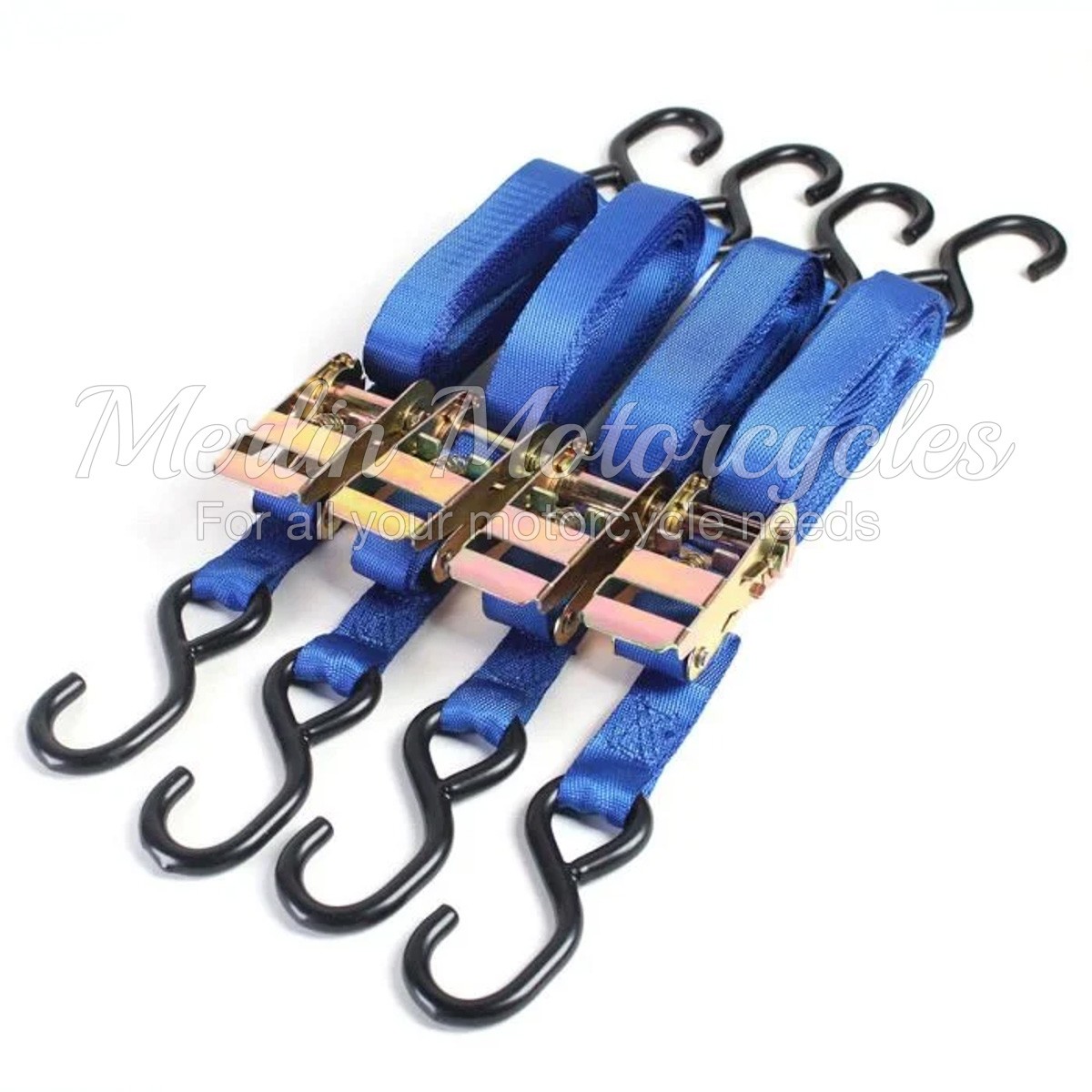 BIKE IT 4-PIECE BLUE RATCHET MOTORCYCLE TIE-DOWN STRAPS