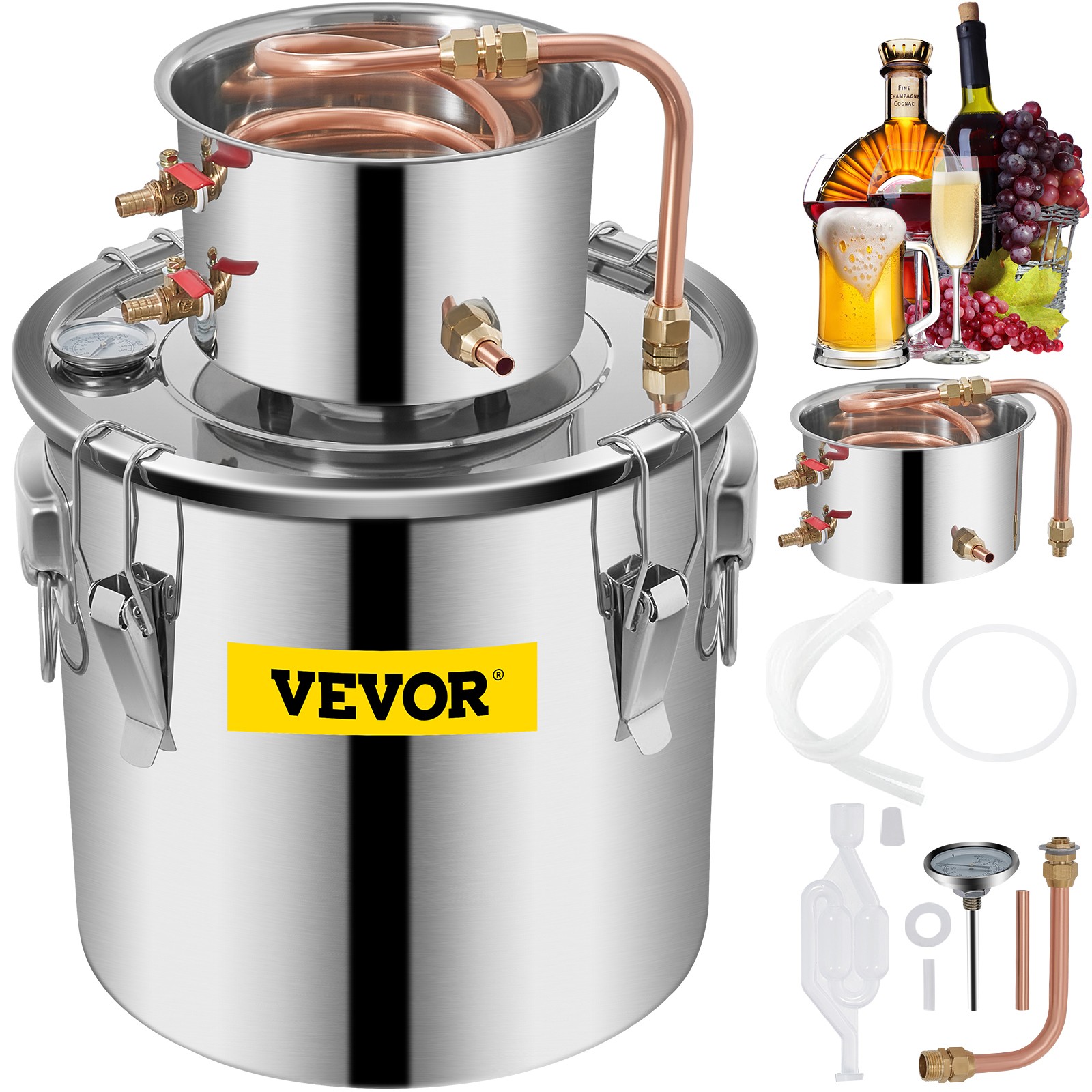 VEVOR 5.5Gal Moonshine Still Water Wine Alcohol Distiller Brewing Kit