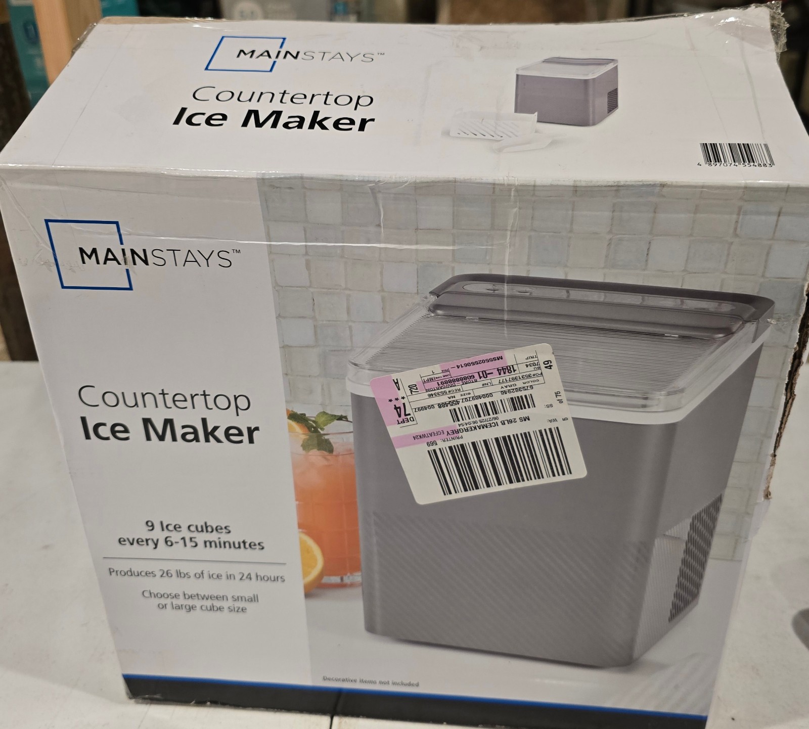 Desktop ice maker, soothing gray, 9 bullet shaped ice cubes, 2 ice cube sizes