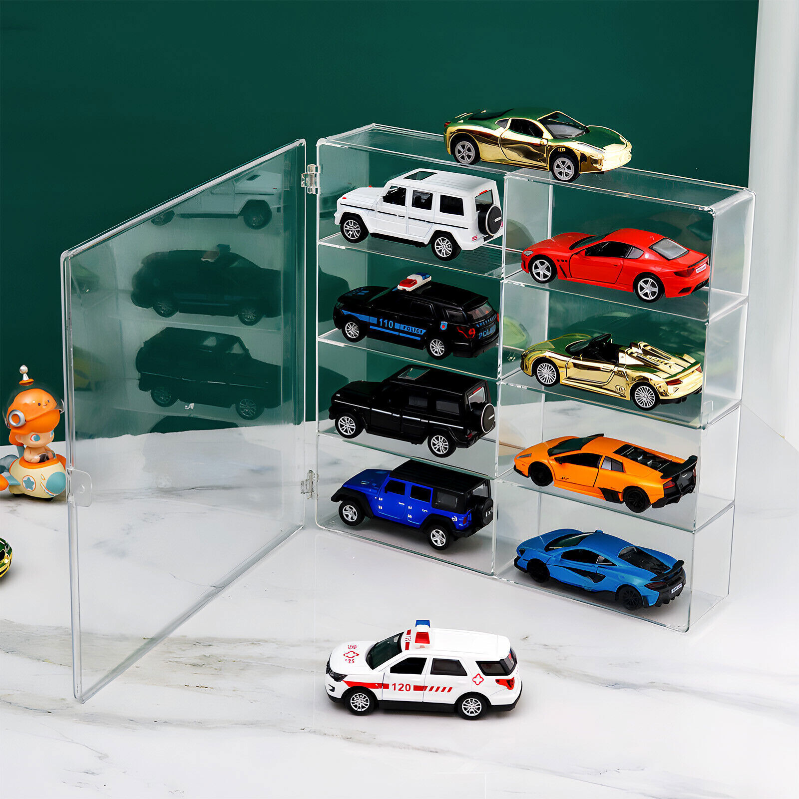 2Pack 1/64 Diecast 8 Car Display Case With Locking Latch Stackable Organizer Box