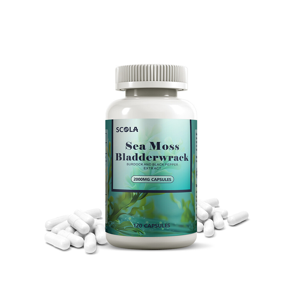 (120 PCS) Irish Sea Moss, Bladderwrack & Burdock, Thyroid, Immune Energy Support