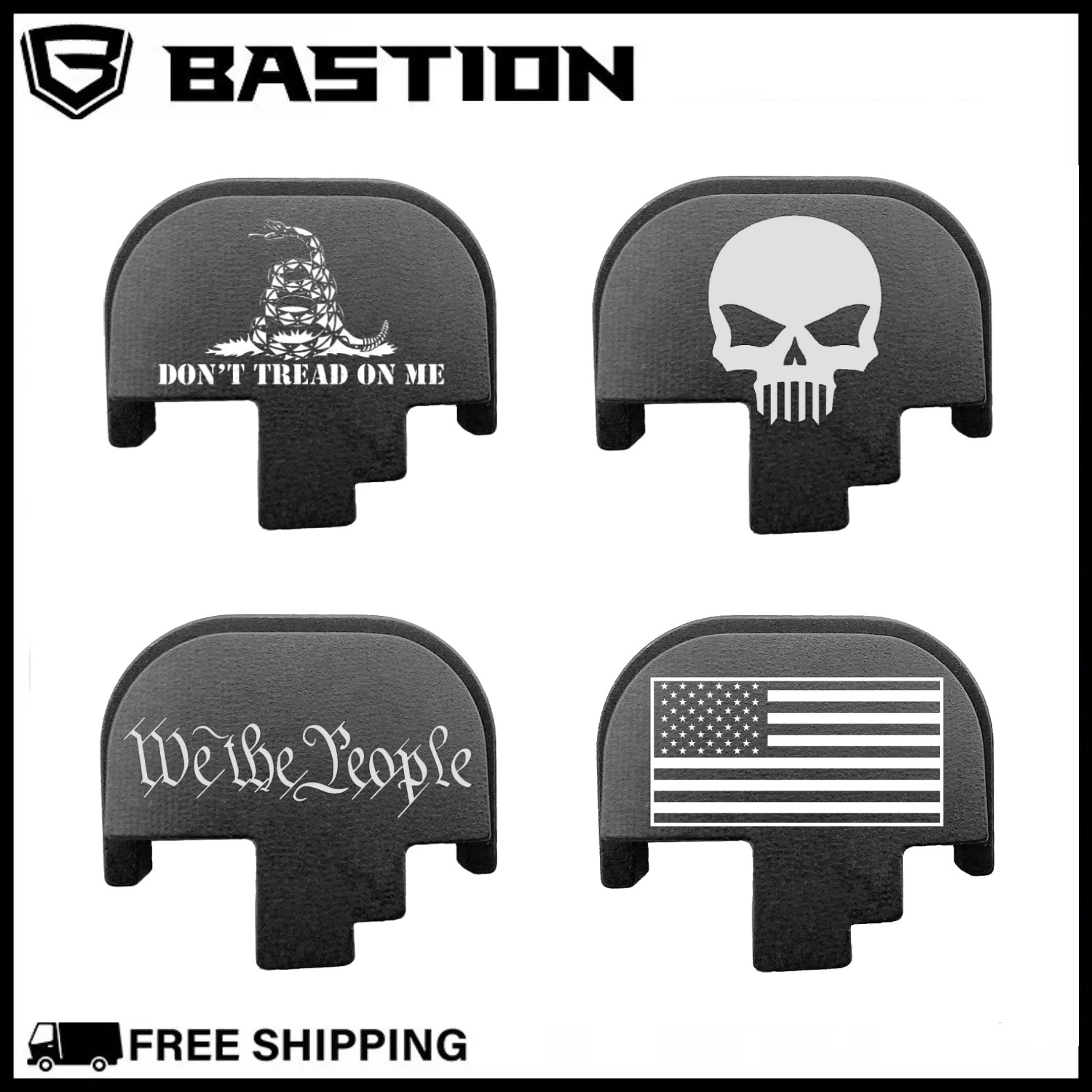 BASTION Laser Engraved Rear Butt Cover Back Plate M&P M2.0 9mm/.40 Cal/45 ACP