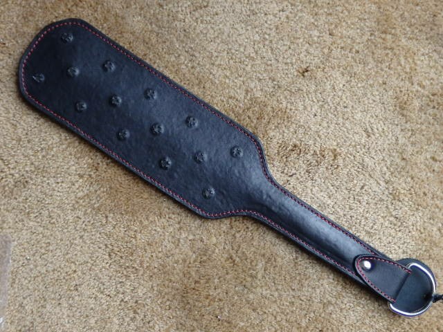 Long Leather Paddle With TINY SPIKES and REINFORCED HANDLE GOTHIC - NEW