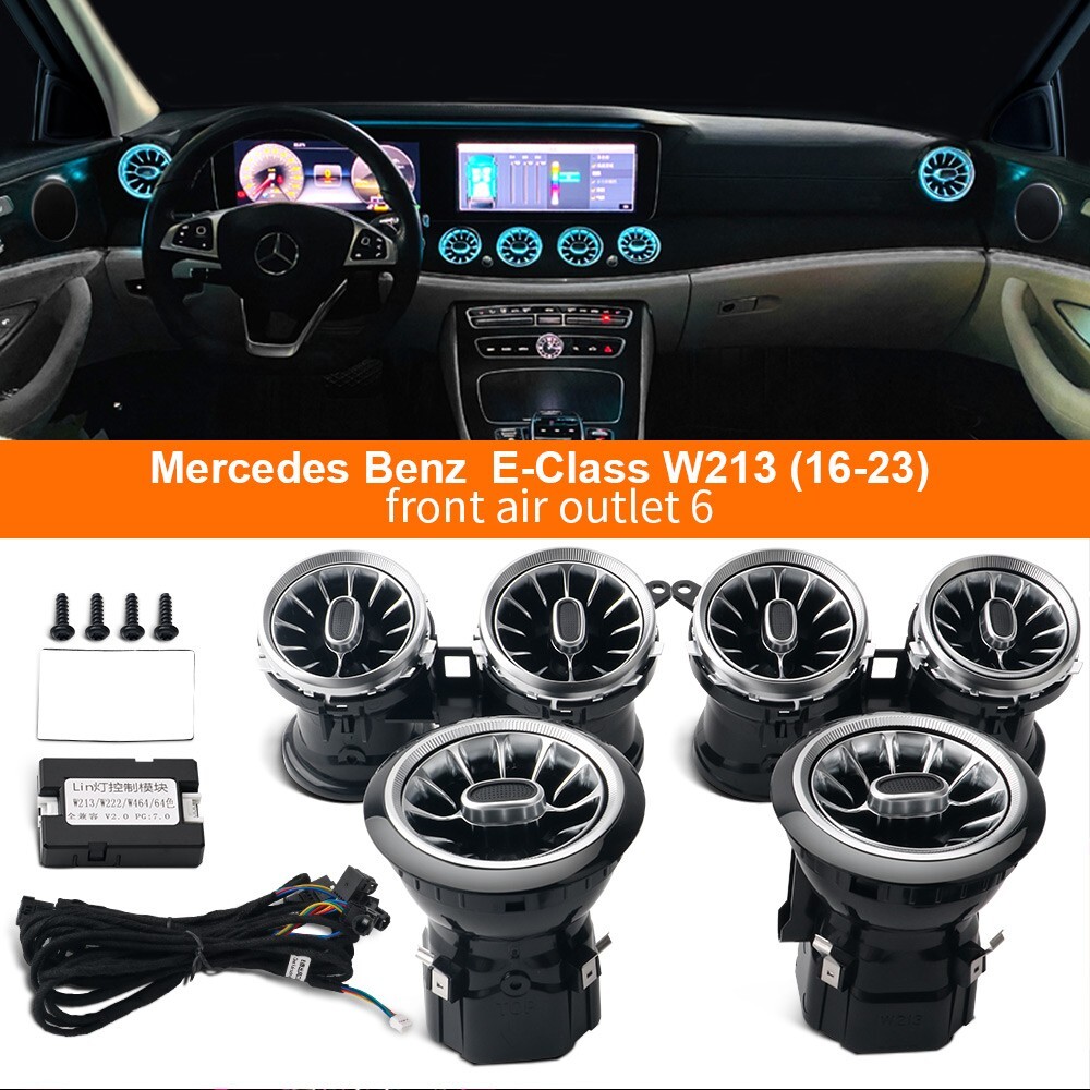 64 Colors Front Air Vent Ambient Lights For Mercedes Benz E-Class W213 2016-2023