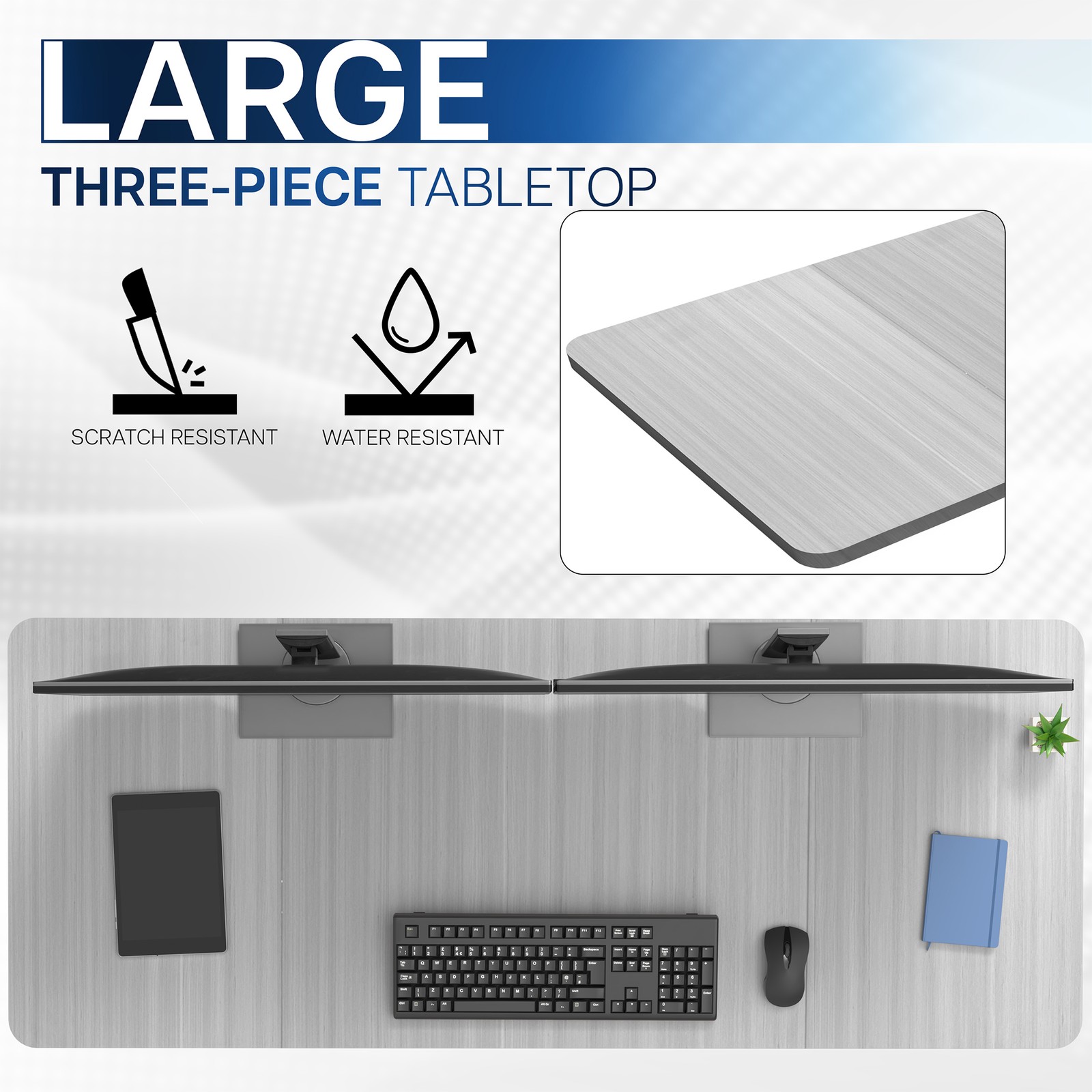 VIVO Dark Gray 60 x 24 inch Universal Table Top for Sit to Stand Desk Frames