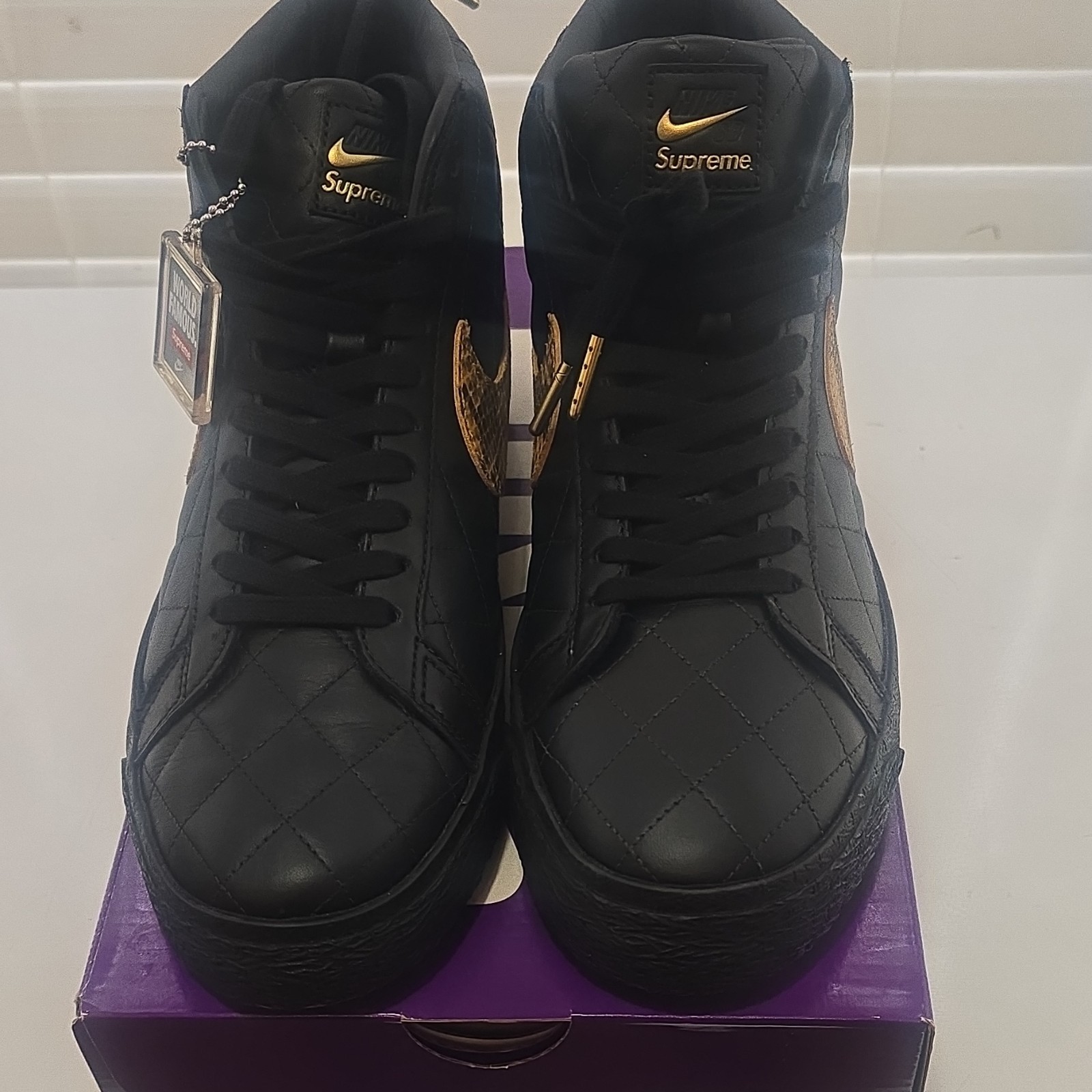Nike SB Zoom Blazer Mid QS Supreme Black Skateboarding Shoes Men's Size 10