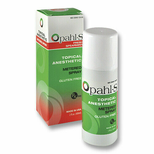 Opahl-S 60ml Benzocaine Oral Anesthetic Metered Spray & 15 Tips Spearmint Flavor