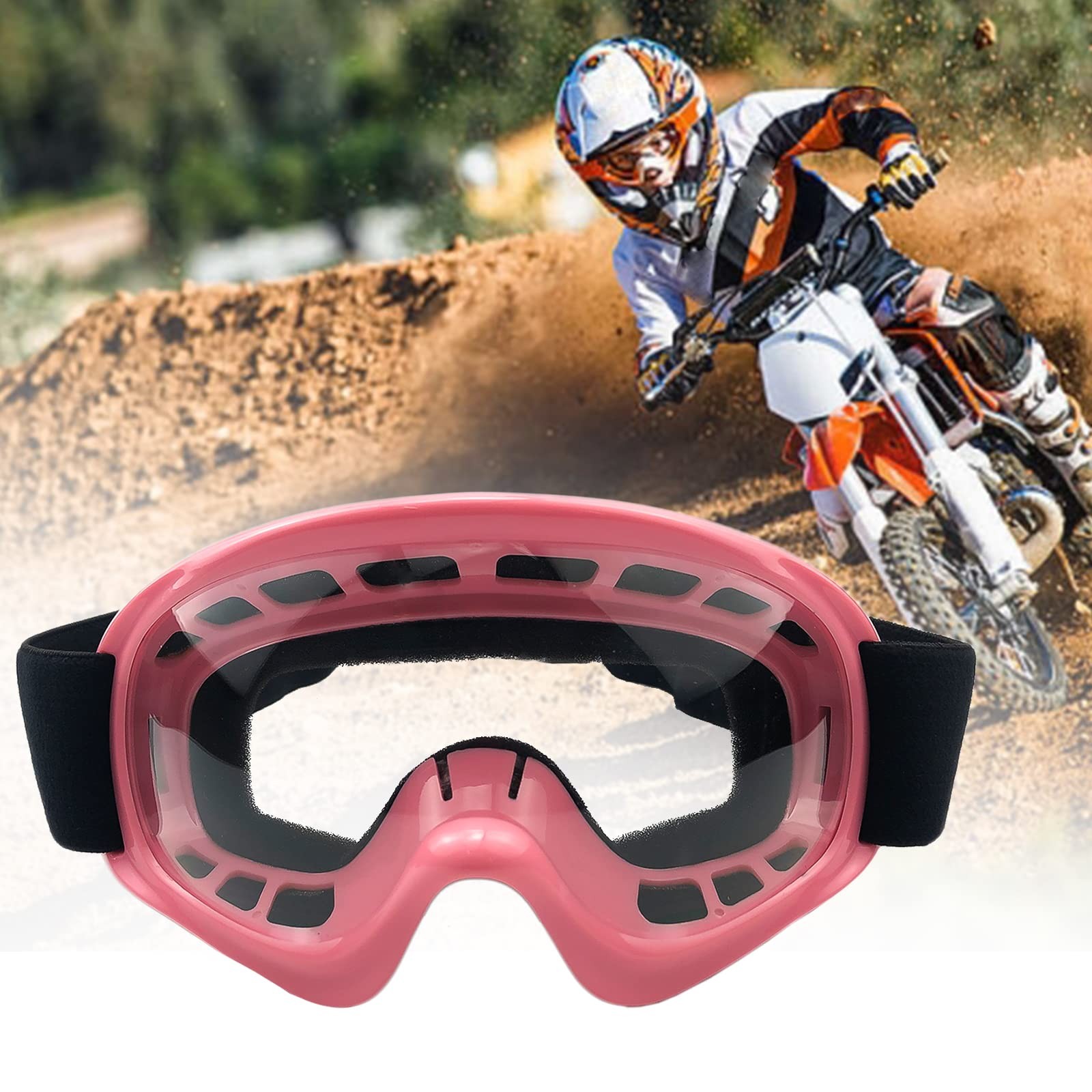 YIMOPART Kids Dirt Bike Goggles Impact-Resistant Adjustable Child Youth Pink
