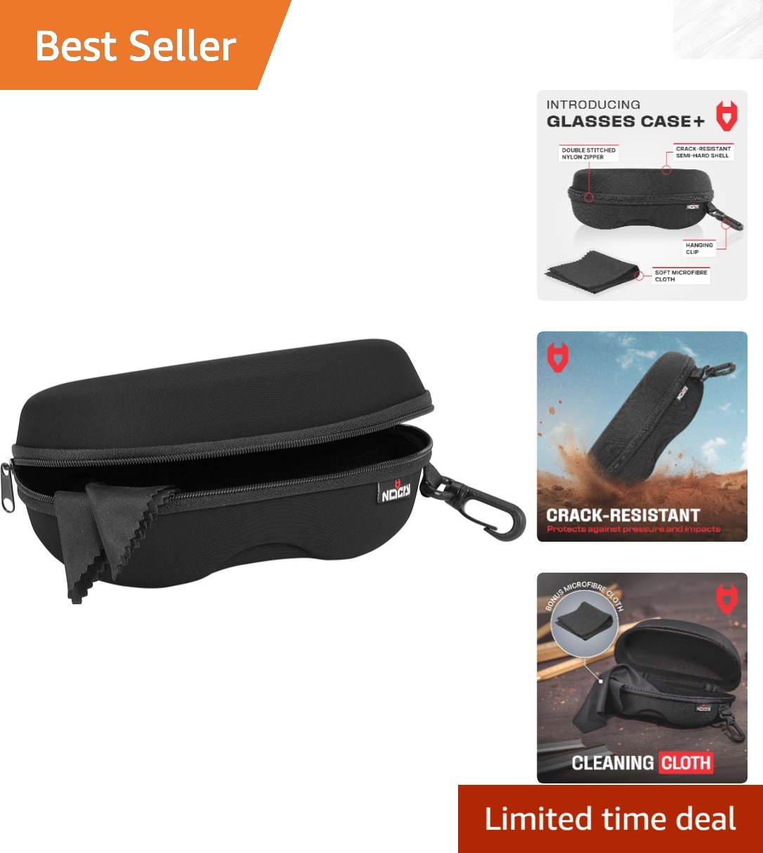 Compact Protective Hard Glasses Case with Clip - Ideal for Travel & Outdoor Use