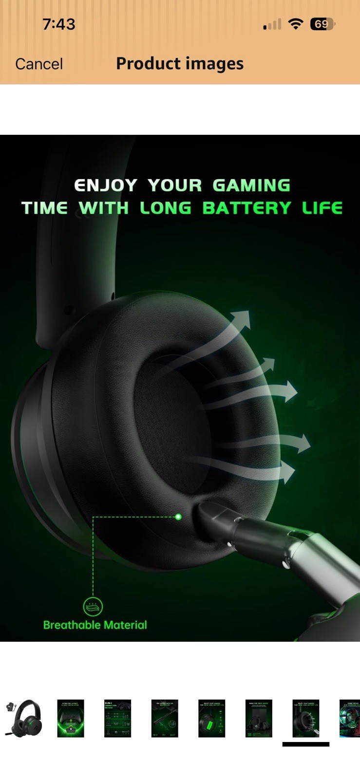 RYR Captain 200 Wireless Gaming Headset, Bluetooth/USB/3.5mm, Black
