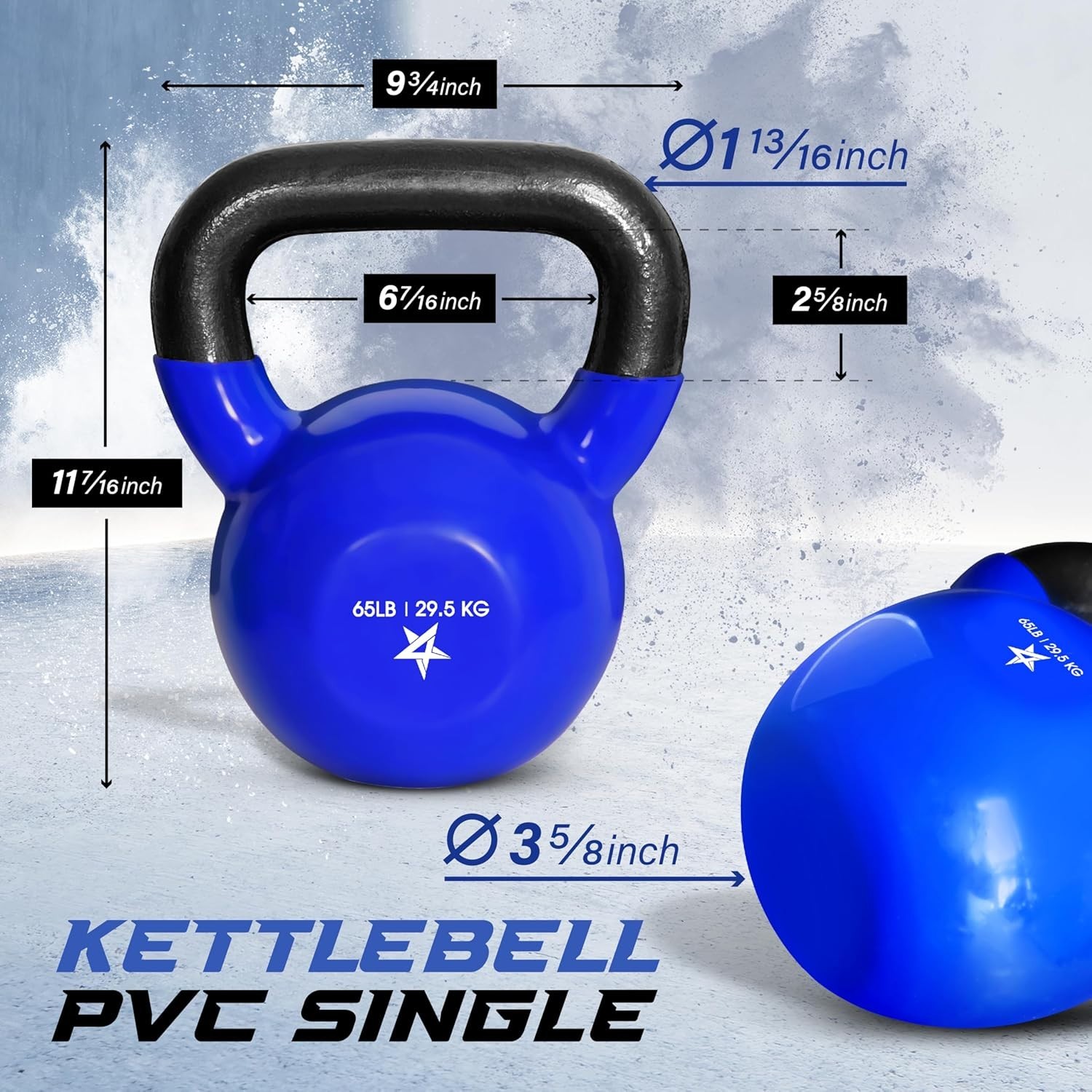 Kettlebell, 5-100 LB Vinyl Coated Cast Iron Strength Training Kettlebells for...
