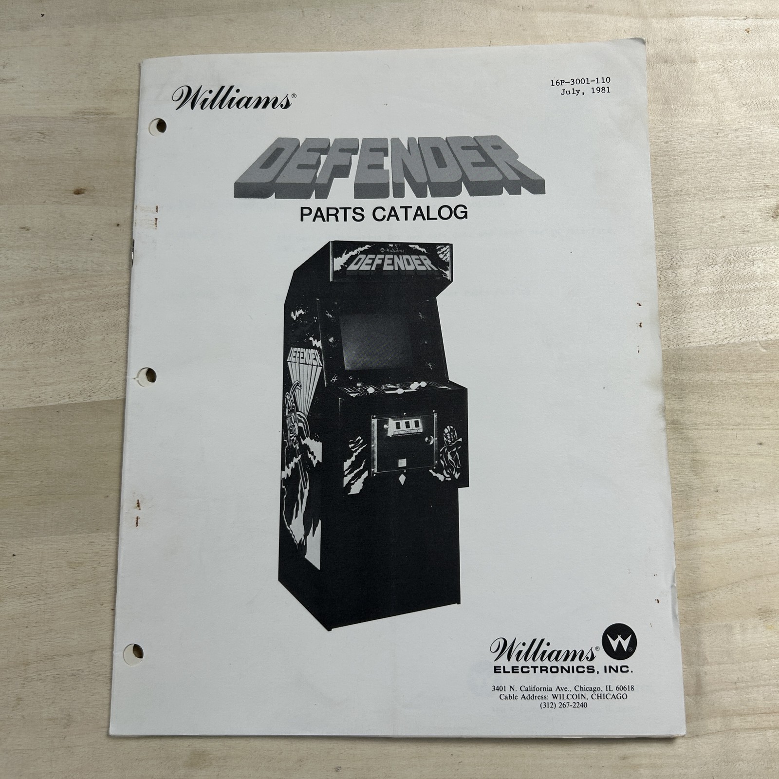 Williams Defender Arcade Game Parts Catalog Manual 1981 Original + Amendment