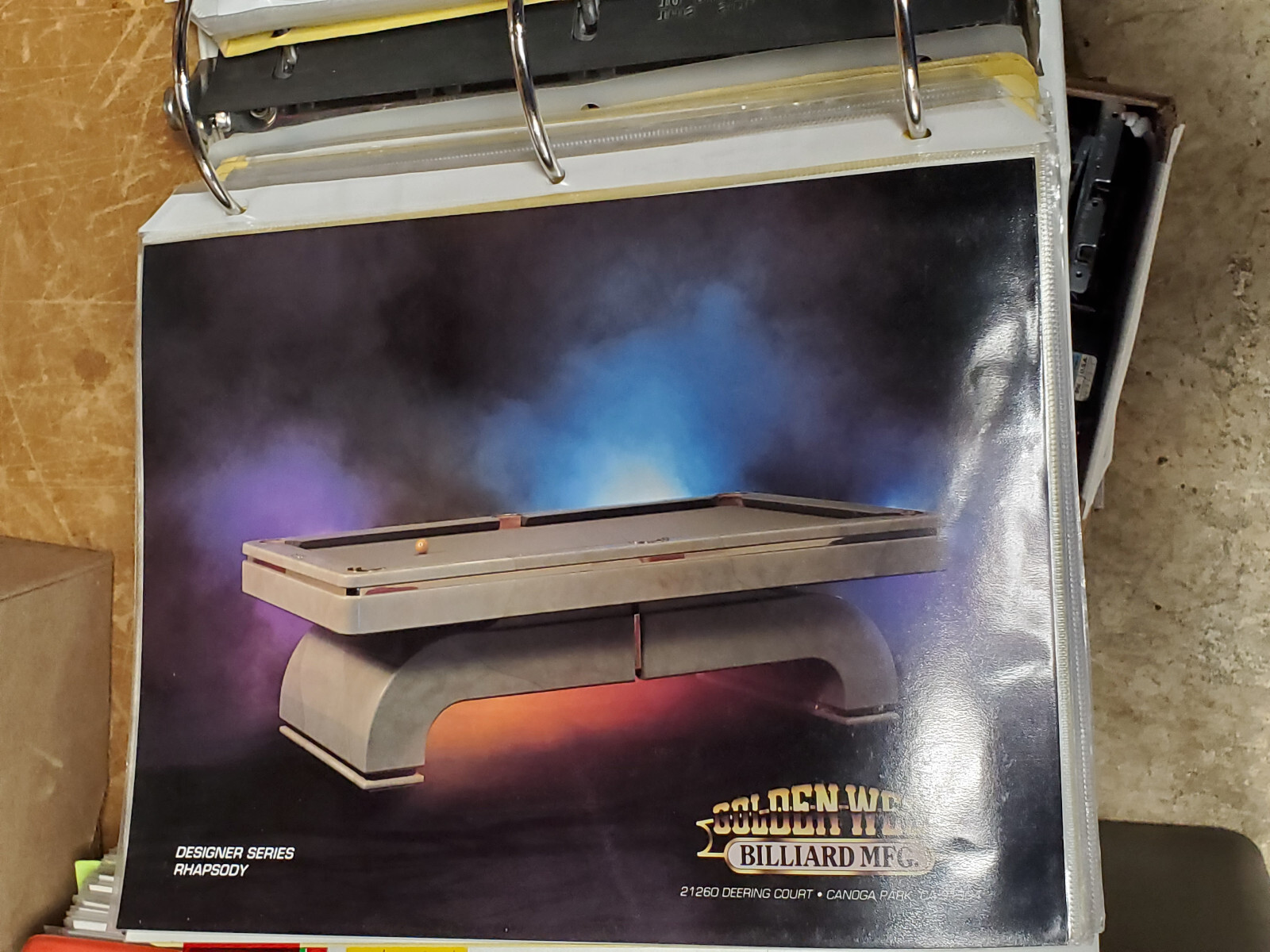 Golden West Billards MFG. DESIGNER SERIES RHAPSODY flyer 8 By 11 Inches