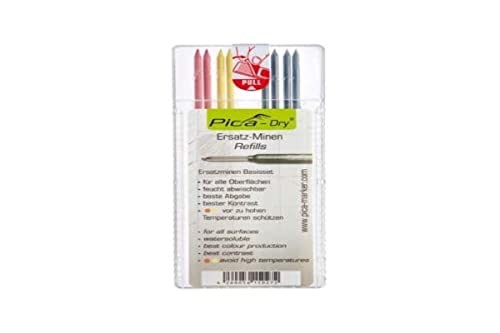 Pica Dry Pencil Refills For 3030 Markers 2 X Red, 2 X Yellow, 4 X Blac