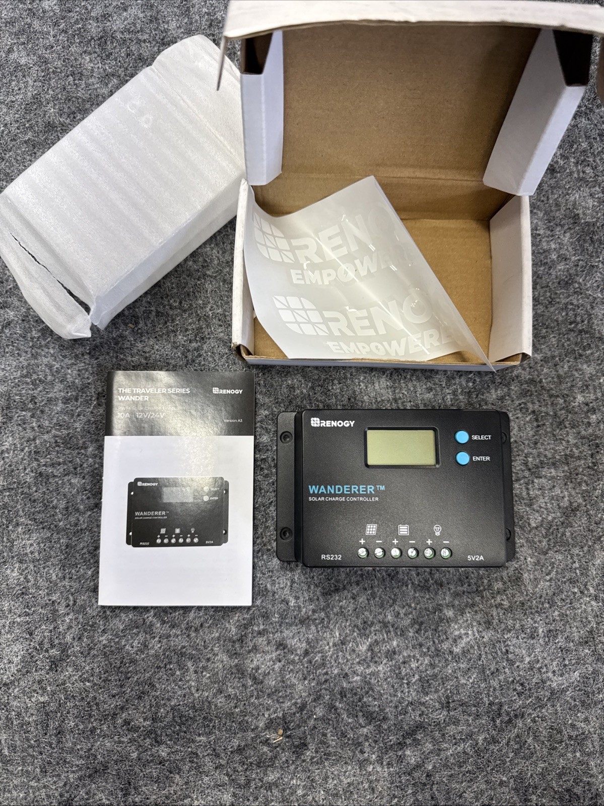 Renogy Wanderer 10A PWM Solar Charge Controller Positive Ground LCD Regulator