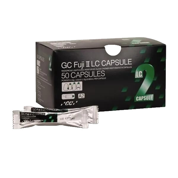GC Fuji II LC A2 Capsules Light Cure Glass Ionomer Restorative 50 Pack