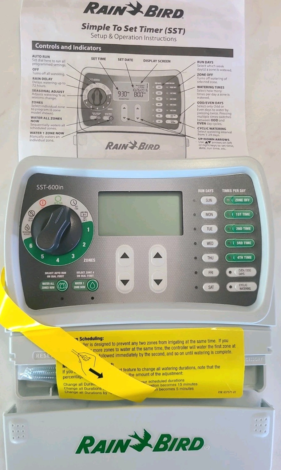 New Rain Bird SST-600in Simple to Set 6-Zone Indoor Irrigation Timer - No Box