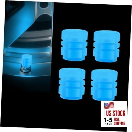 4Pcs Glow in The Dark Tire Valve Caps, Luminous Tire Valve Stem Caps, blue