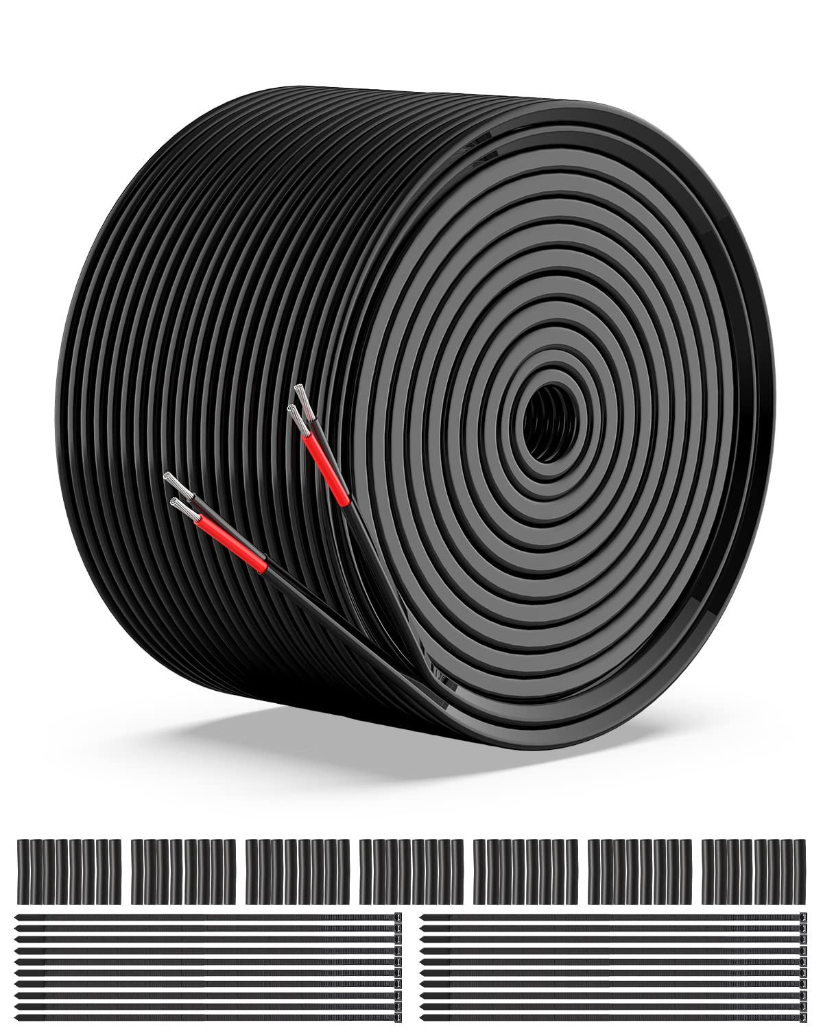 NAOEVO 16 Gauge Wire 2 Conductor Electrical Wire, 16 AWG 100FT, Black