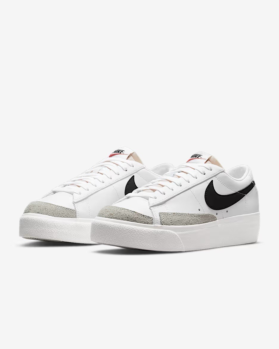 Nike Blazer Low Platform White Black Lace Up Sneakers DJ0292-101 US Womens Sizes
