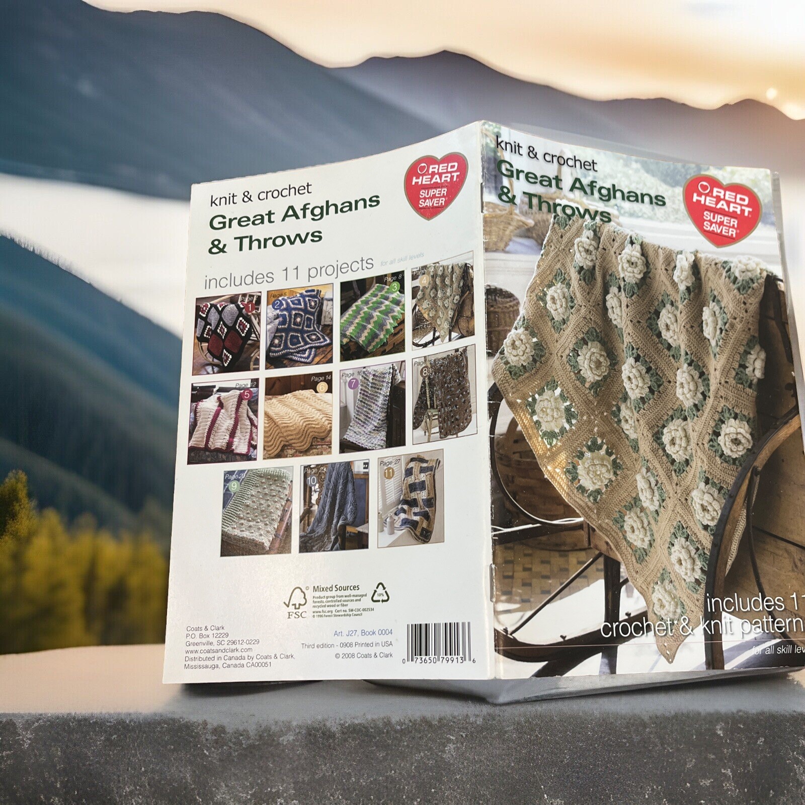 LB2 COATS & CLARK 2008, GREAT AFGHANS & THROWS KNIT & CROCHET PATTERN LEAFLET