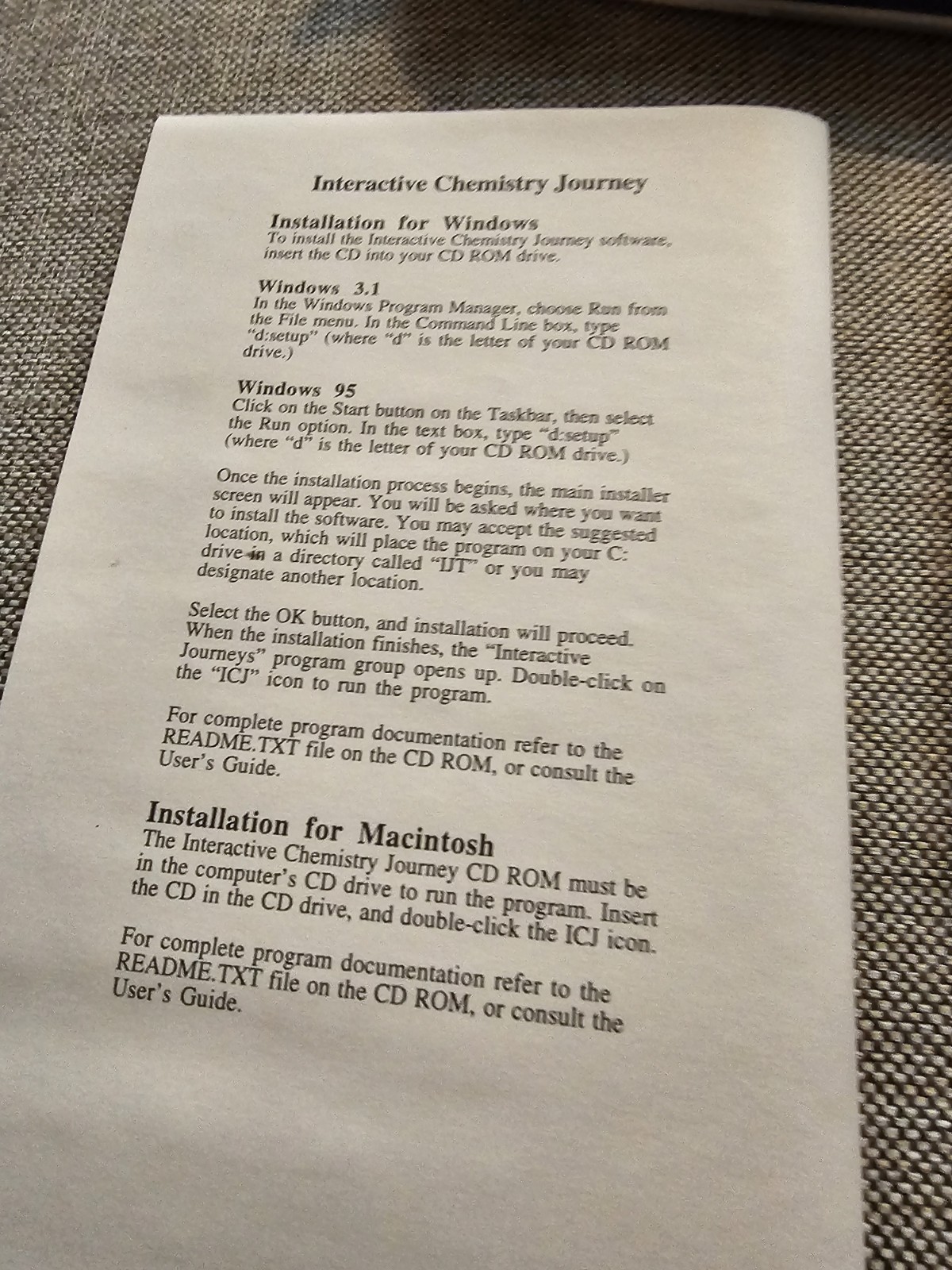 Interactive Chemistry Journey Leaning CD Opened Box