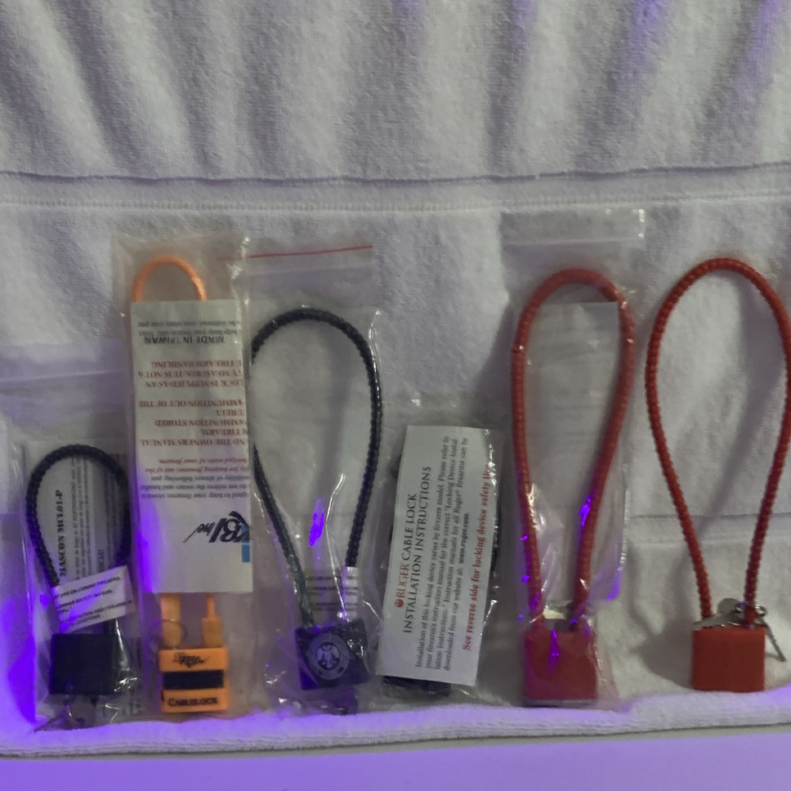 Ruger KBI Inc. Canik  factory oem Steel Gun Cable Locks 6 Pack Red Black Orange