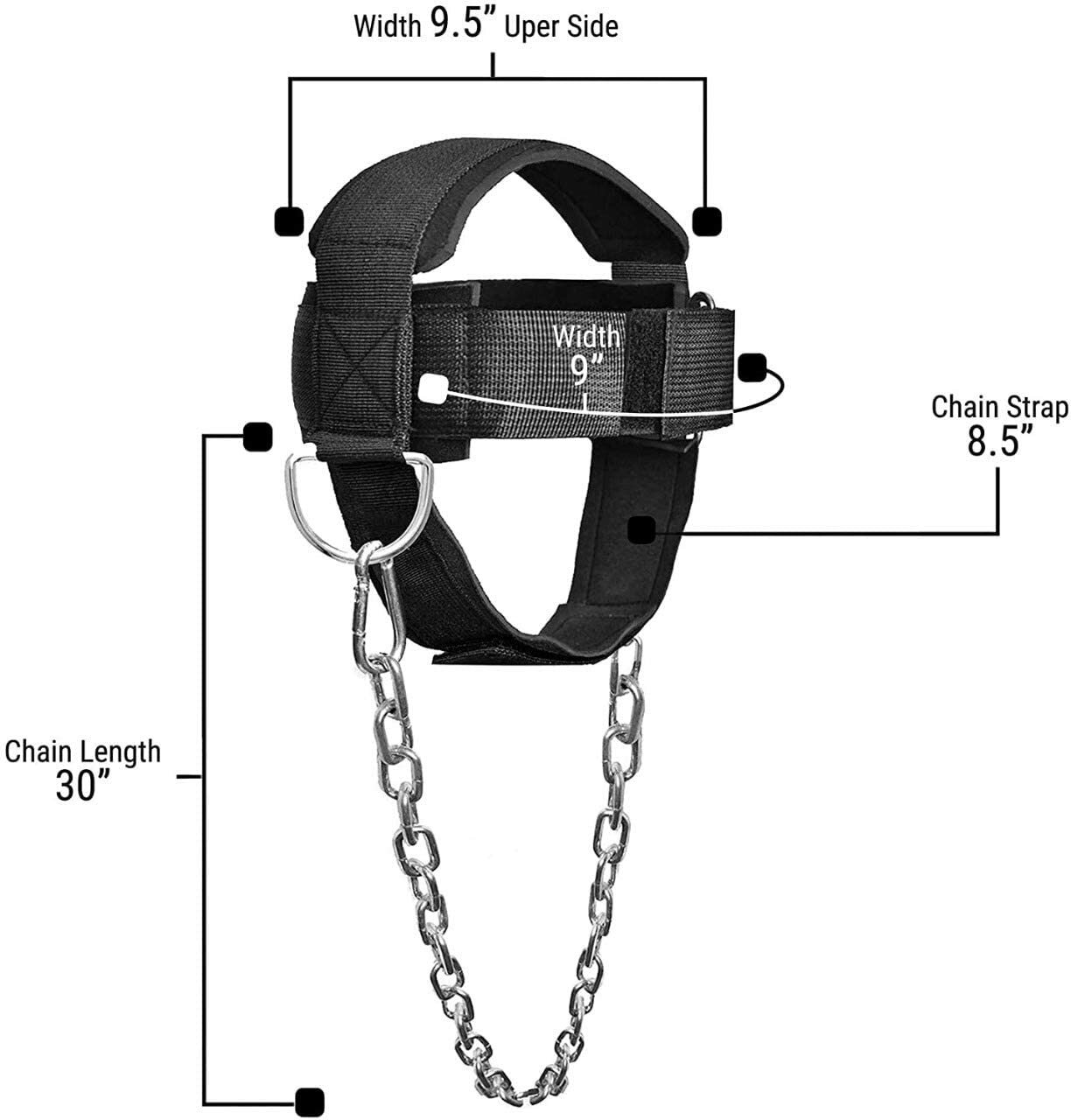 FIGHTSENSE Head Neck Harness Strap Neck Support Lifting With Chain Blue