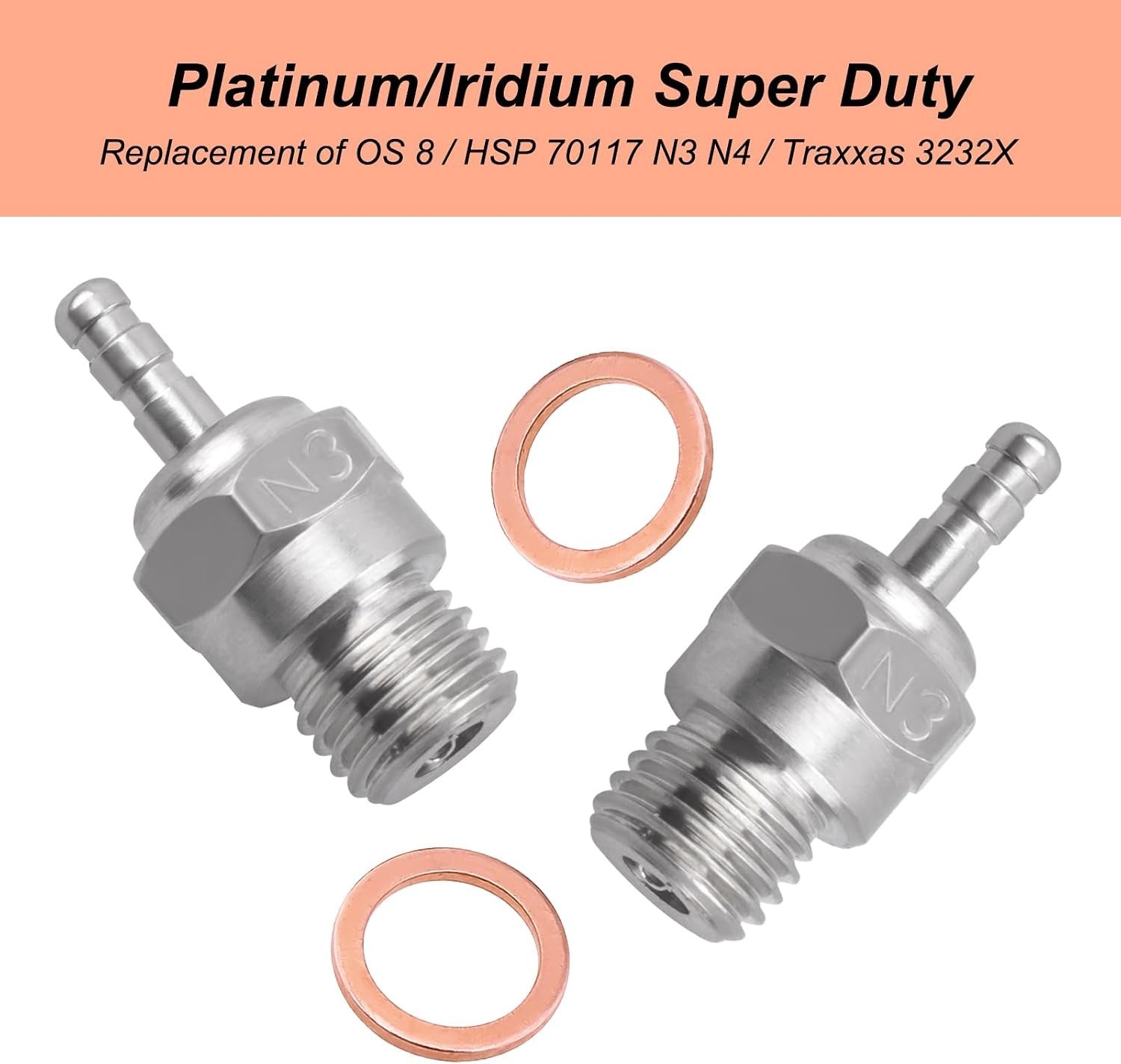 Platinum/Iridium Glow Plug N3 - 2pcs for Enhanced Nitro Engine Performance