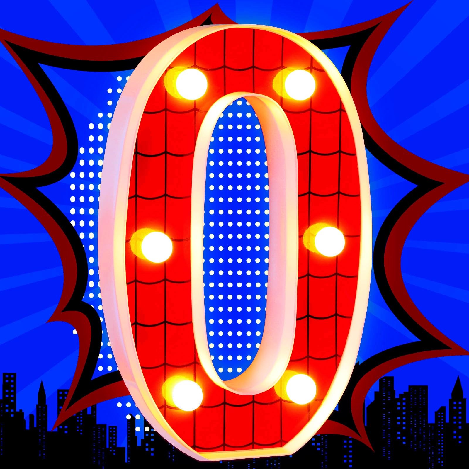 Spider LED Number 0 Light Birthday Party Decoration Marquee Night Lamp