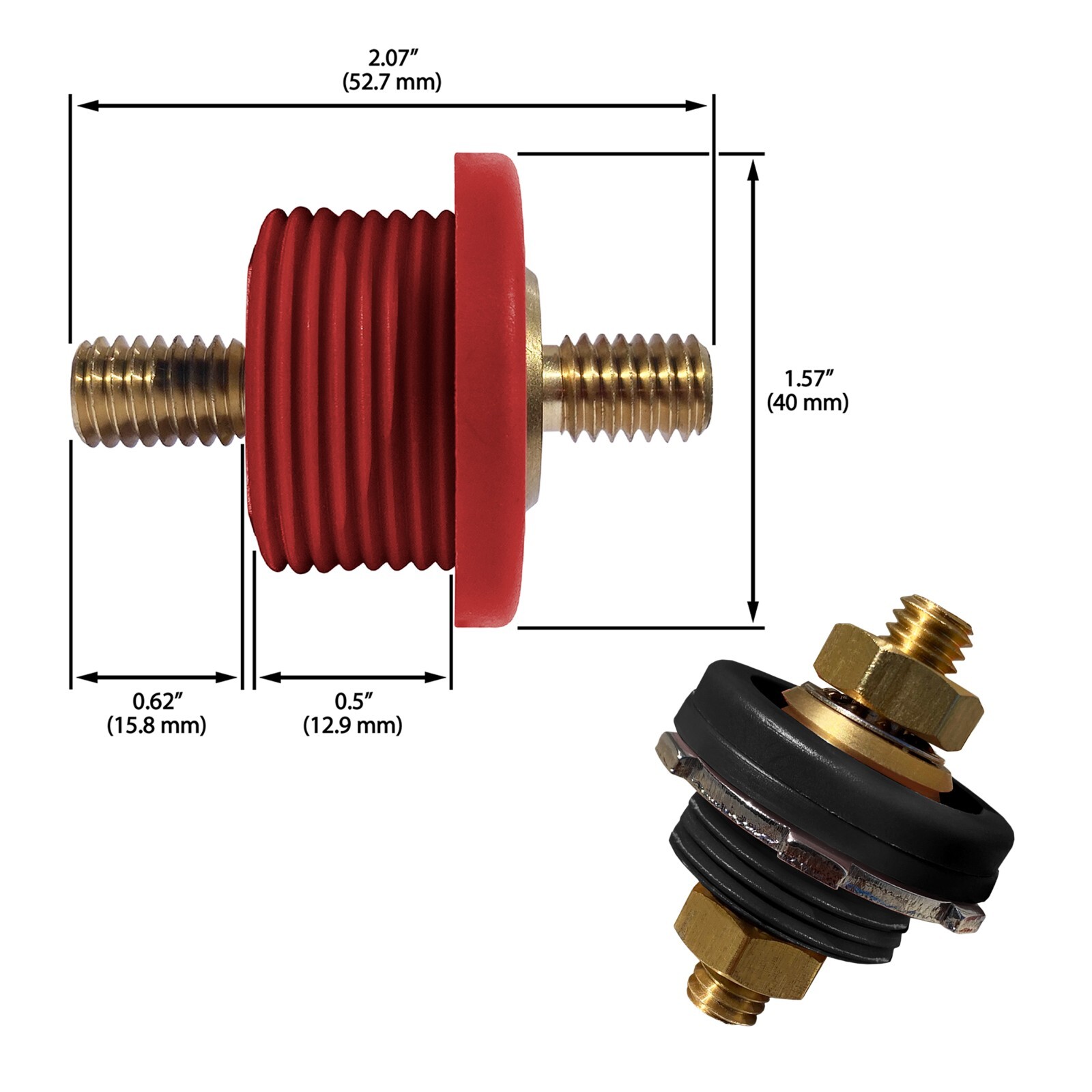 3/8" Thru-Panel Stud Bulkhead Battery Terminals Connectors Junction Firewall