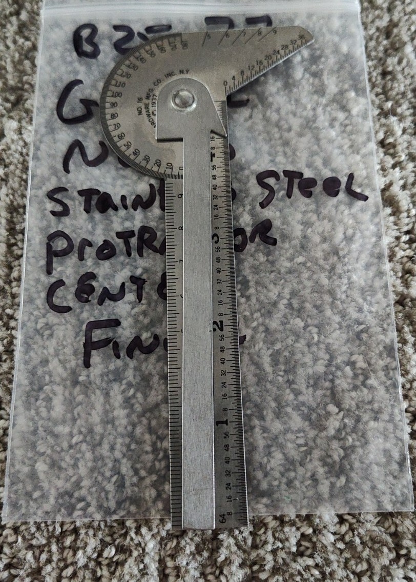 GENERAL NO. 16 STAINLESS STEEL PROTRACTOR CENTER FINDER