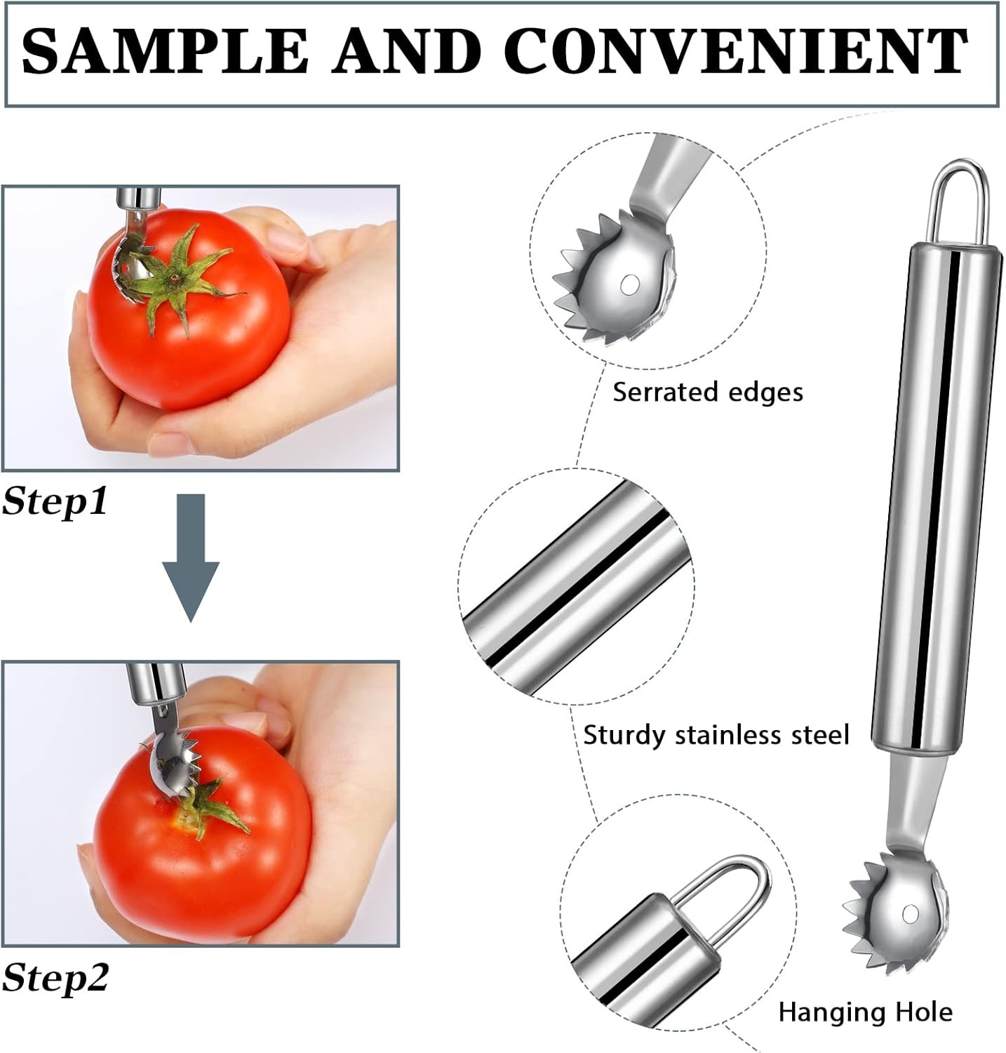 4 Pieces Strawberry Huller Tomato Corer Top Stem Remover Tool [IMAGE]
