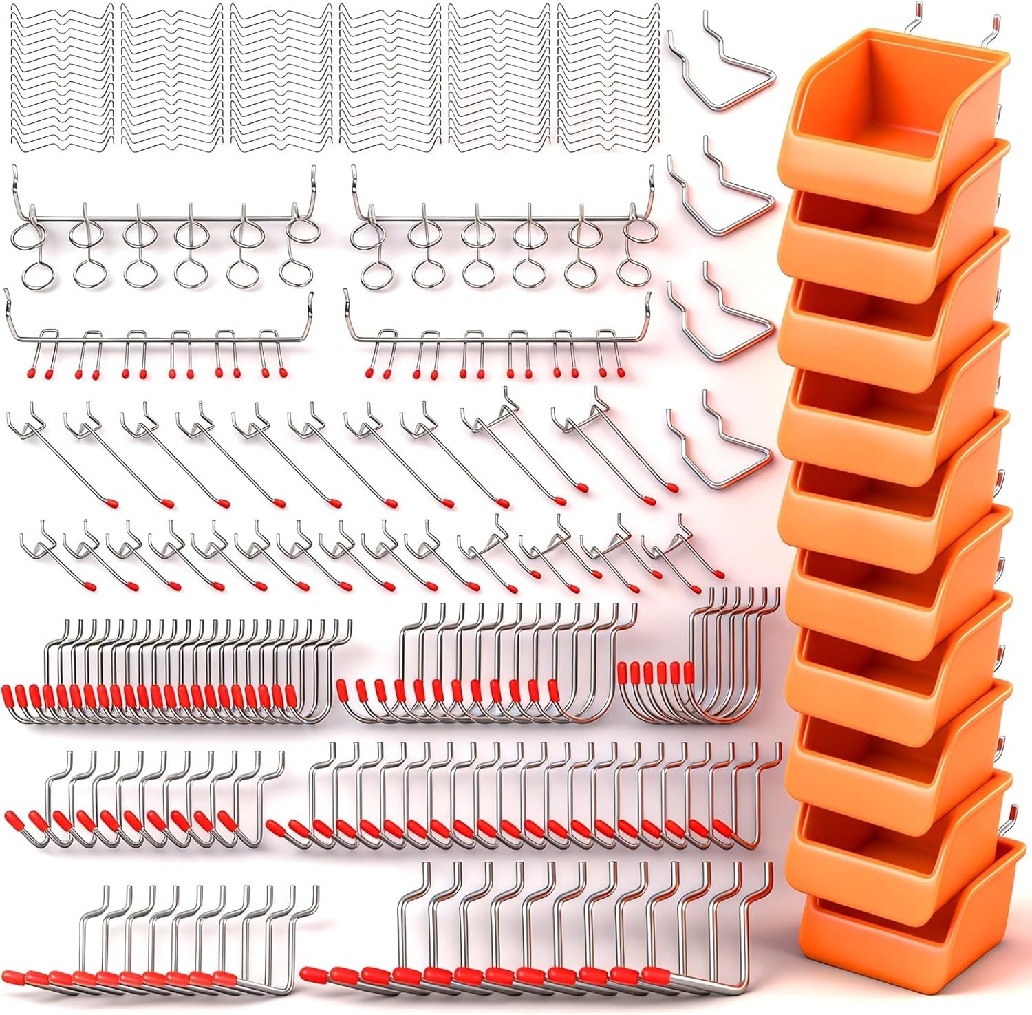 38-Piece Pegboard Hook Kit with Bins - Durable Solution for Efficient Storage